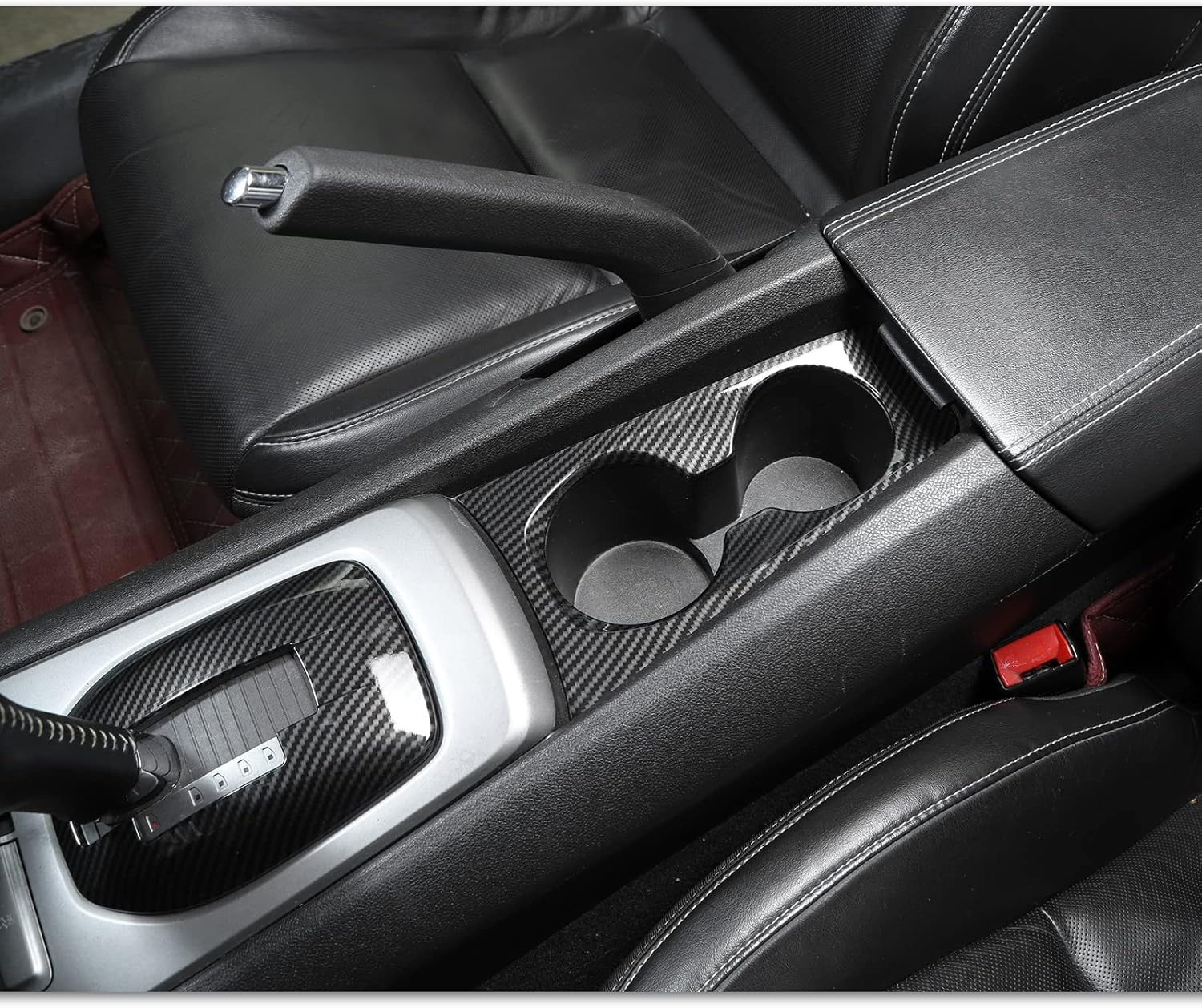 Kit de cubierta de fibra de carbono para portavasos delantero + caja de cambios para Chevrolet Chevy Camaro 2010-2015
