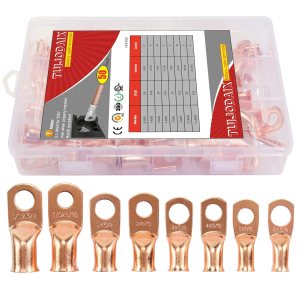 Terminales de alambre resistentes con certificación UL, 50 piezas de cables de batería, extremos cerrados, ojales de cobre desnudos, conectores de Terminales de alambre resistentes con certificación UL, 50 piezas de cables de batería, extremos cerrados, ojales de cobre desnudos, conectores de