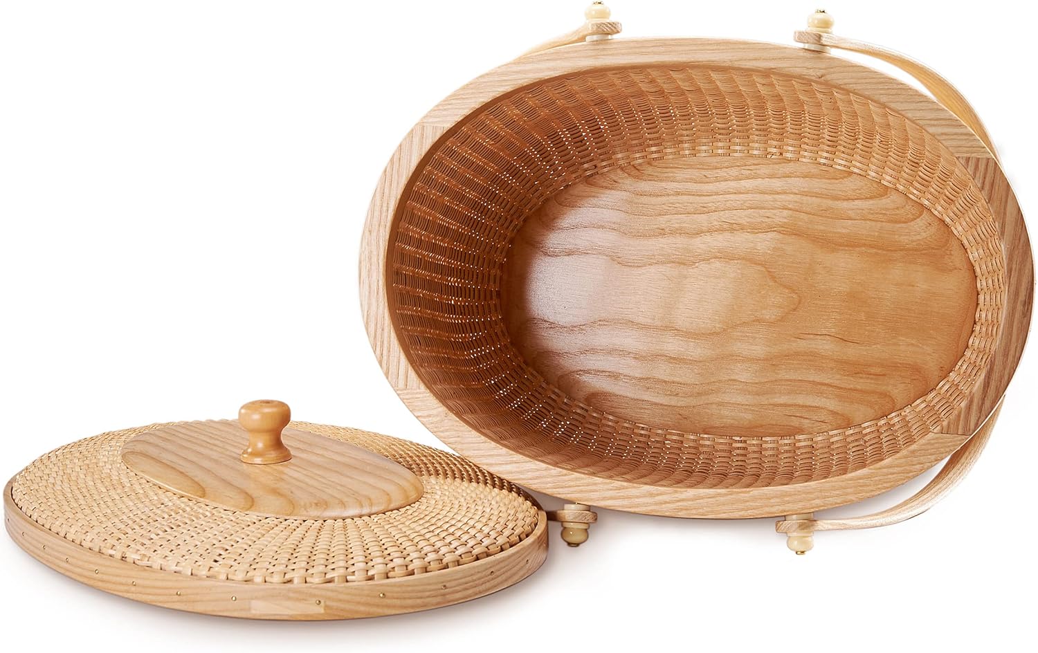 Teng Tian Cesta de estilo Nantucket Cesta de picnic de ratán Productos hechos a mano Cesta de almacenamiento de costura tejida Dos asas de columpio