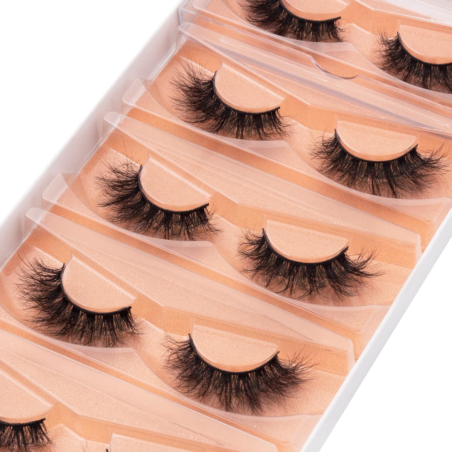DYSILK Pestañas de visón esponjosas, 5 pares de pestañas postizas de visón sintético 6D, pestañas postizas de aspecto natural que parecen