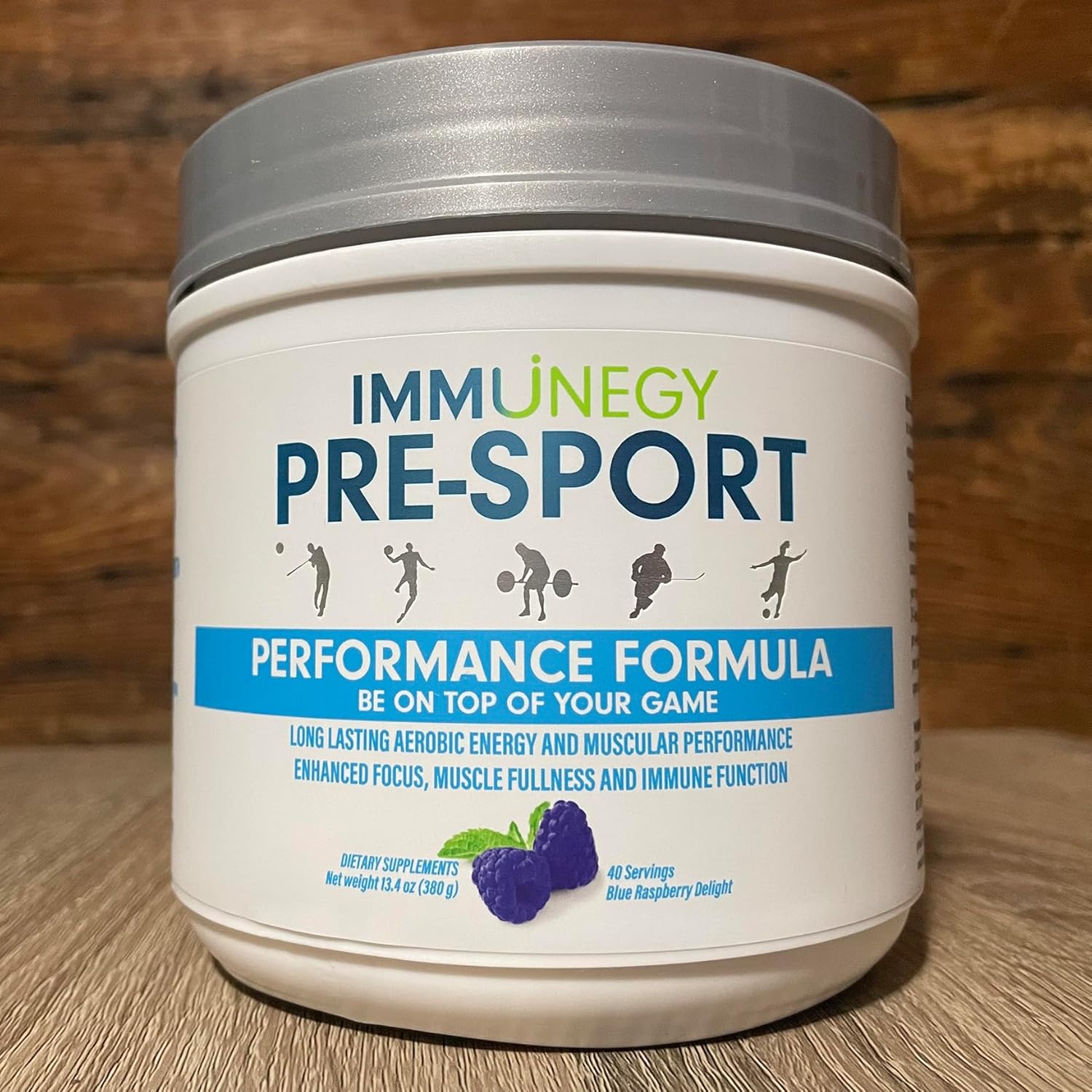 IMMUNEGY – Fórmula pre-entrenamiento de rendimiento predeportivo (delicia de frambuesa azul). 45 porciones