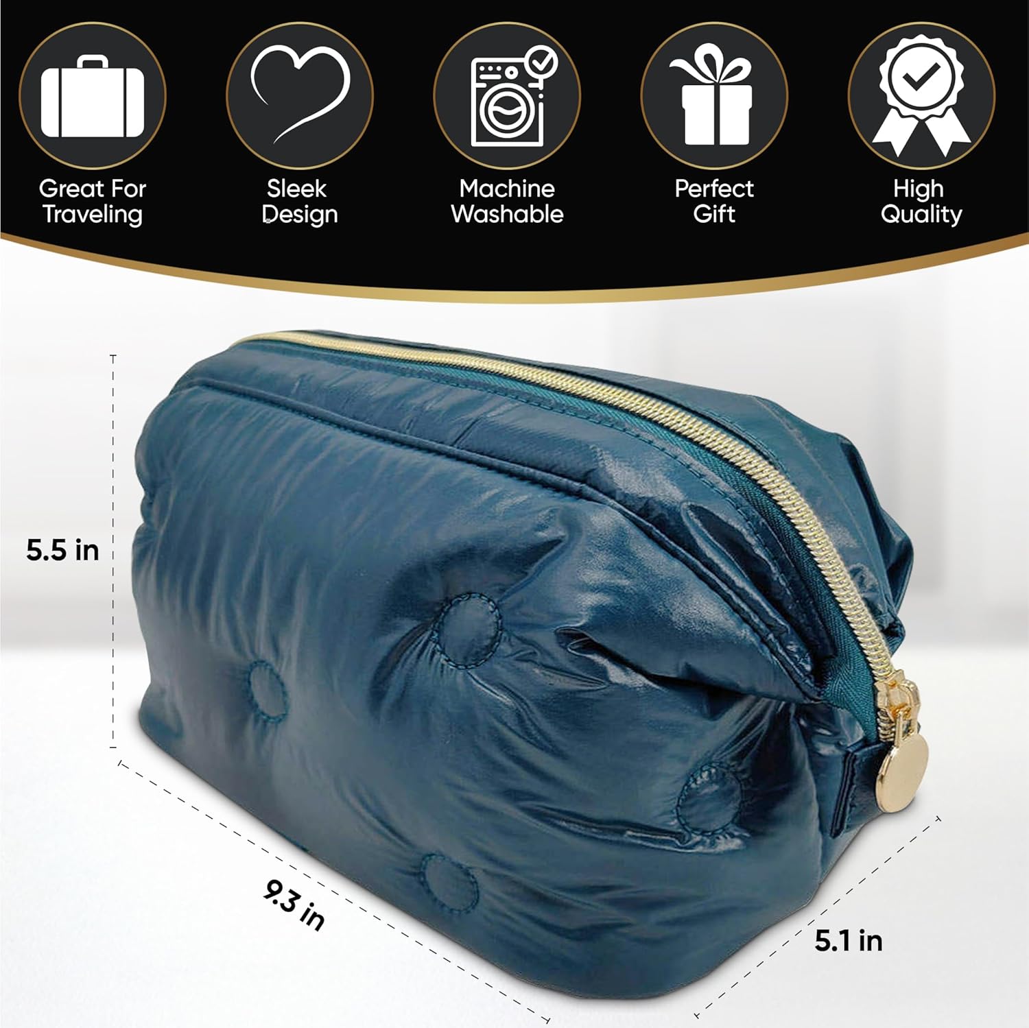 Bolsa de maquillaje, artículos esenciales de viaje, neceser para mujer, bolsa de cosméticos, bolsa de viaje de nailon repelente al agua, estilo
