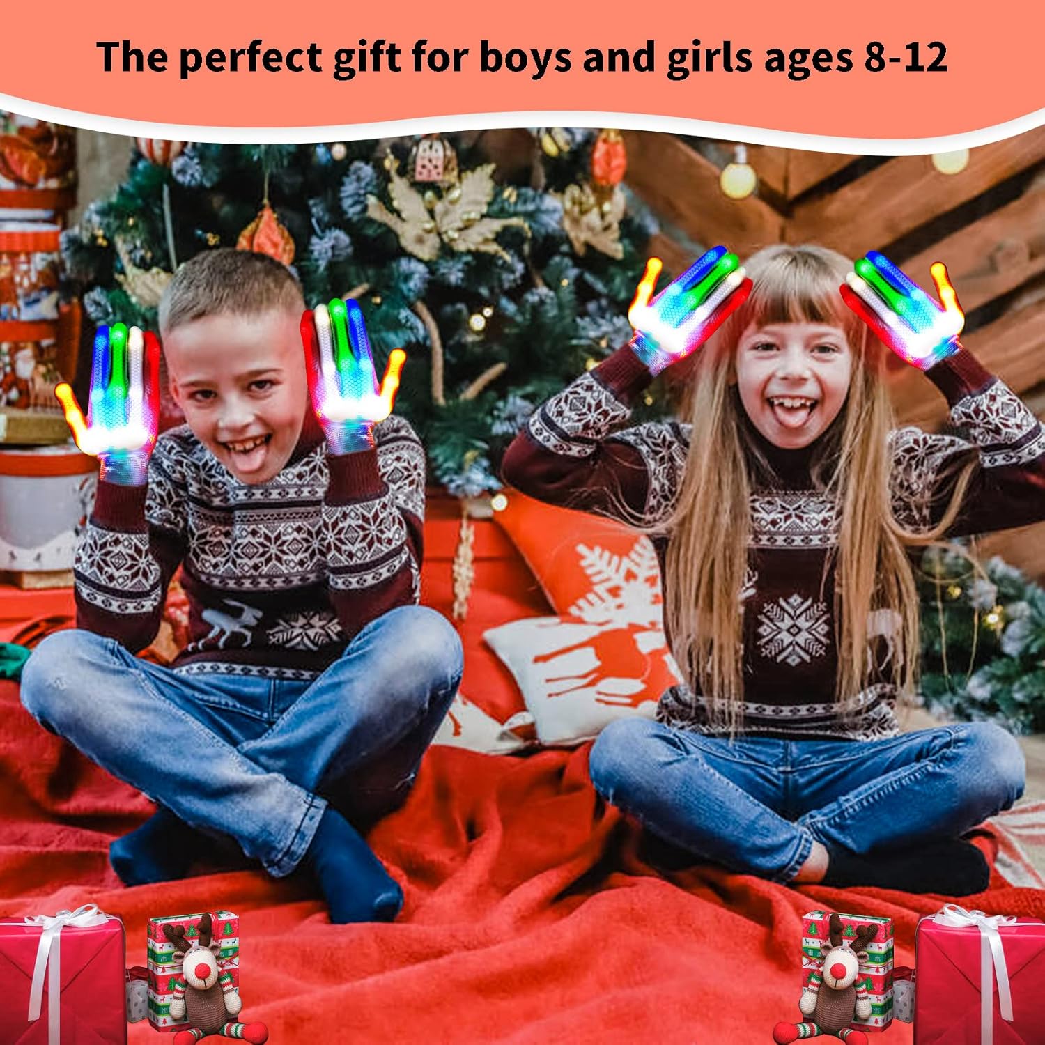 GLEDLOVES LED Gloves,Cool Fun Toys for Boys Girls Age 3-10 with 6 Flash Modes Kids Gifts Age 3 4 5 6 7 8 9 10 for Glow Dance Birthday Easter