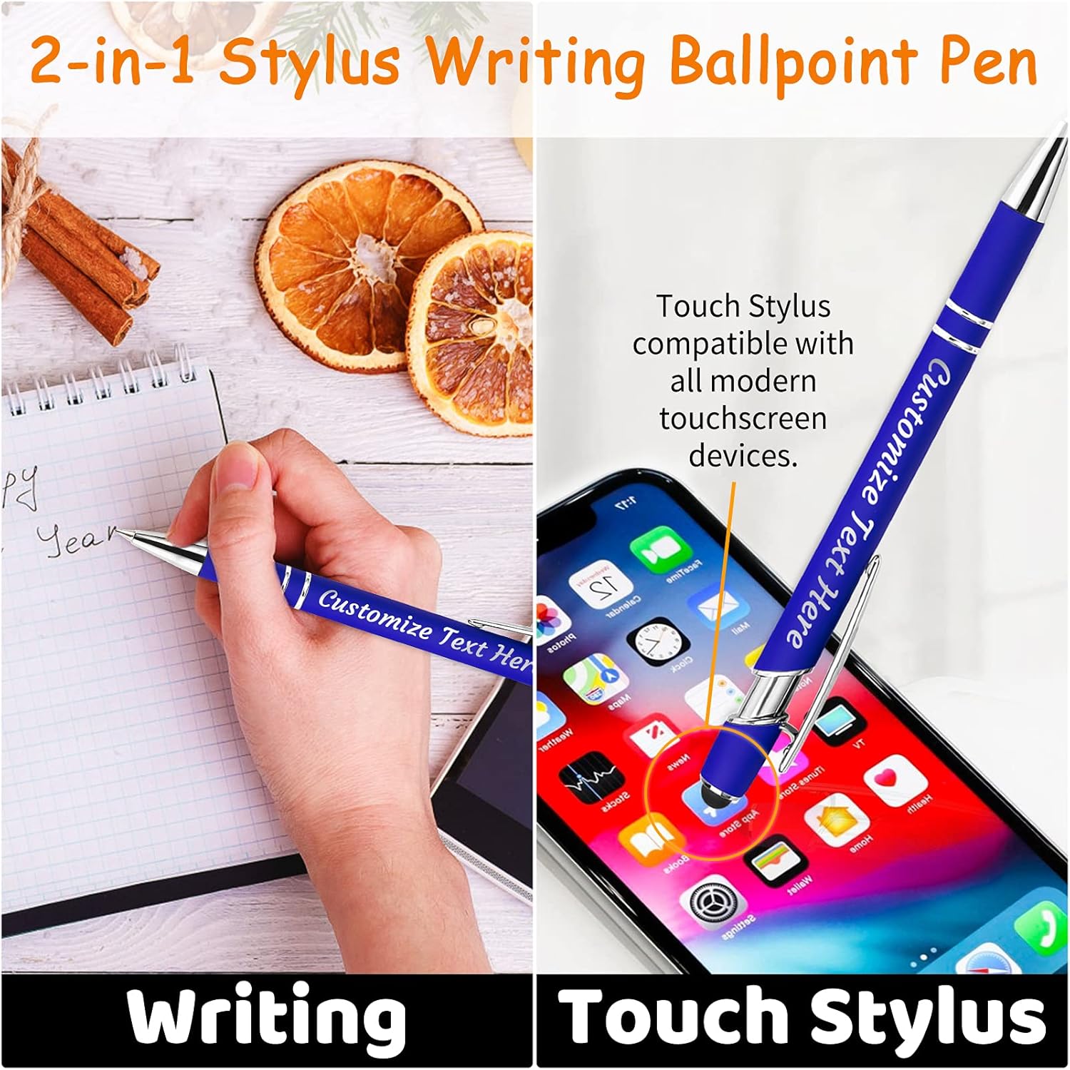 YanNanKe 12 bolígrafos personalizados a granel, bolígrafos de grabado personalizados con nombre o texto de lápiz capacitivo, regalo ideal de