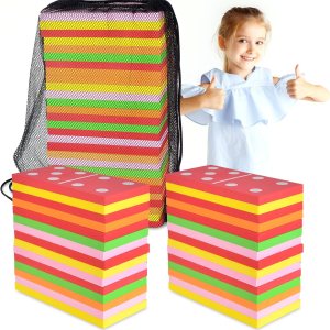 Dominó gigante de césped de 28 piezas, dominó grande y colorido con una bolsa de malla, juego de 6 dominó de espuma gigante, juegos gigantes para Dominó gigante de césped de 28 piezas, dominó grande y colorido con una bolsa de malla, juego de 6 dominó de espuma gigante, juegos gigantes para