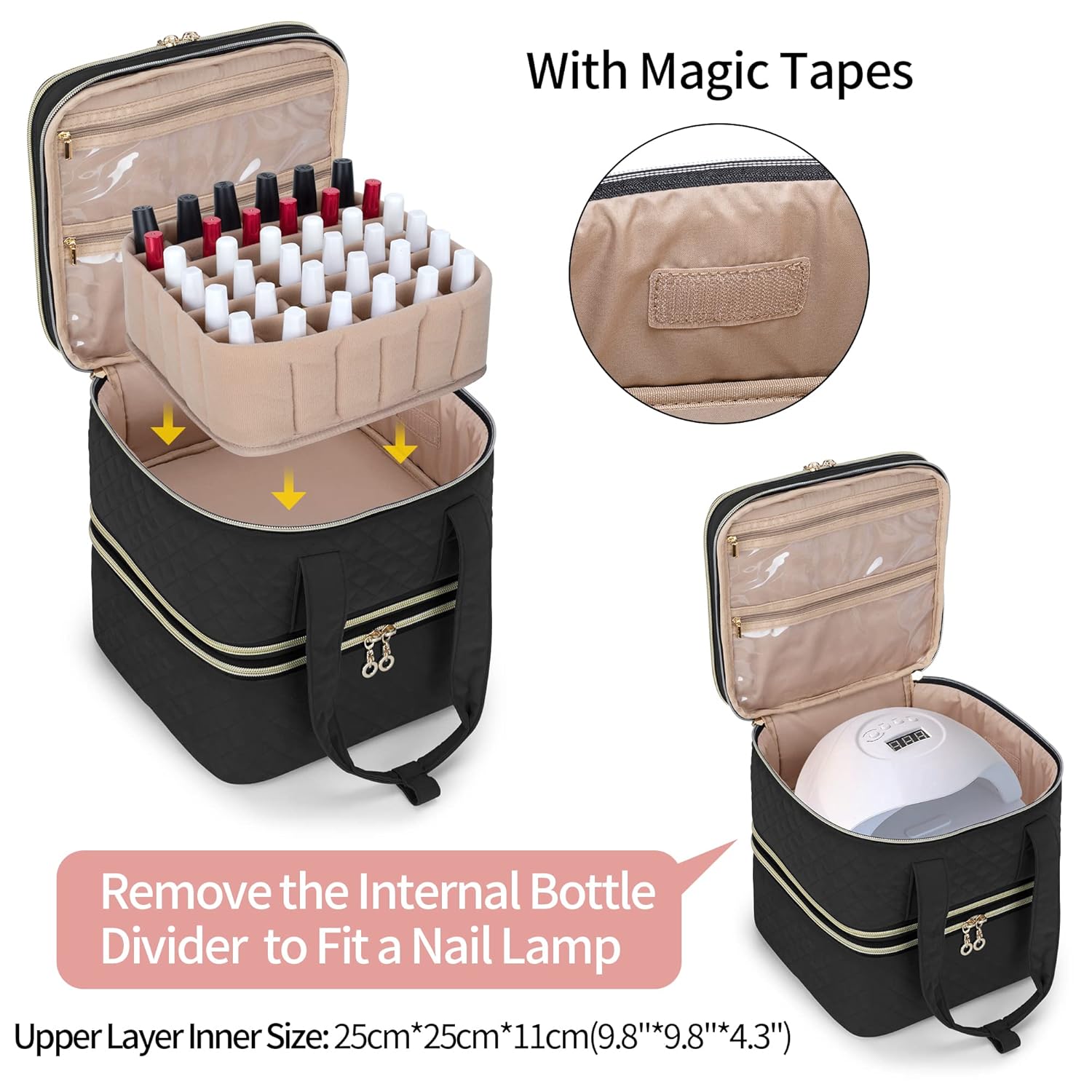 Yarwo Estuche organizador de esmalte de uñas con capacidad para 72 botellas (0.5 fl oz0.5 onzas líquidas), bolsa de almacenamiento de esmalte de