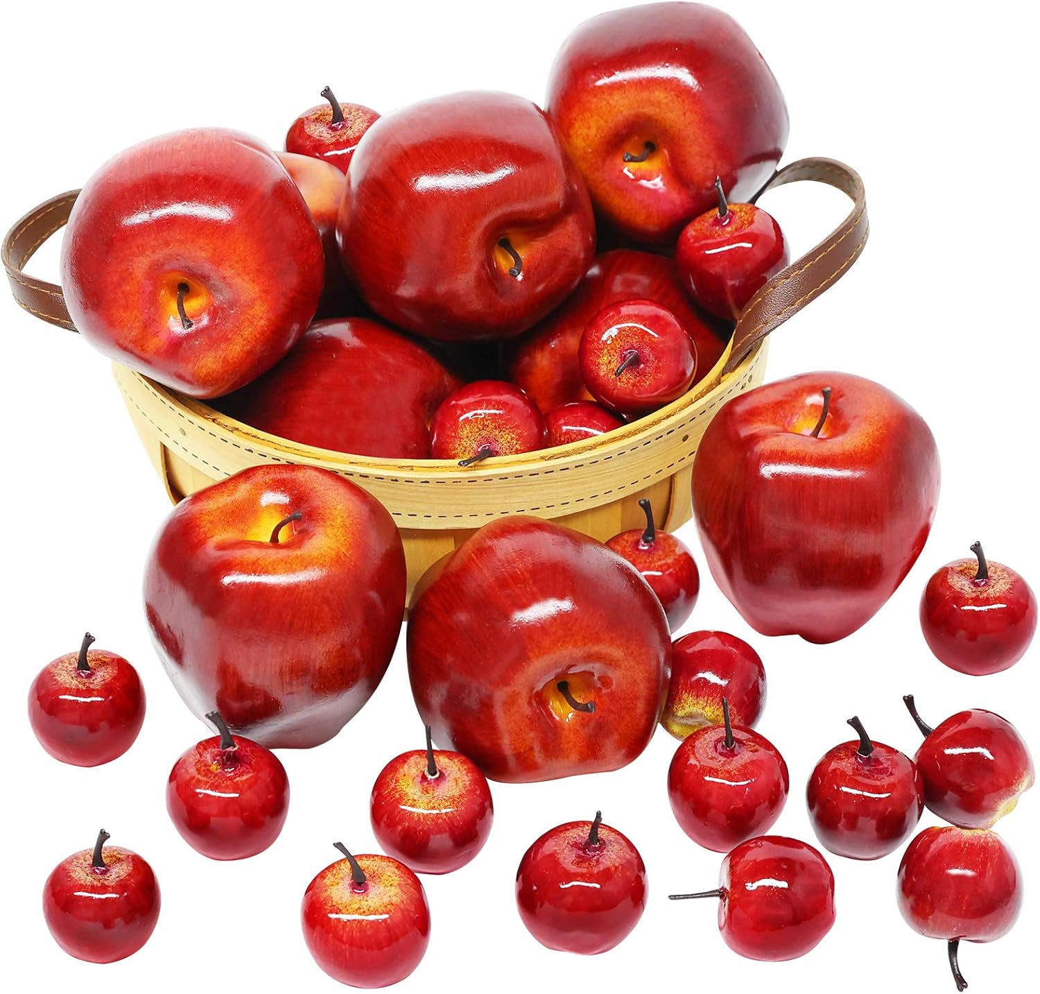 BigOtters Manzanas artificiales, 30 piezas de frutas falsas, manzanas rojas, manzana roja oscura, simulación realista para el hogar, casa, cocina,