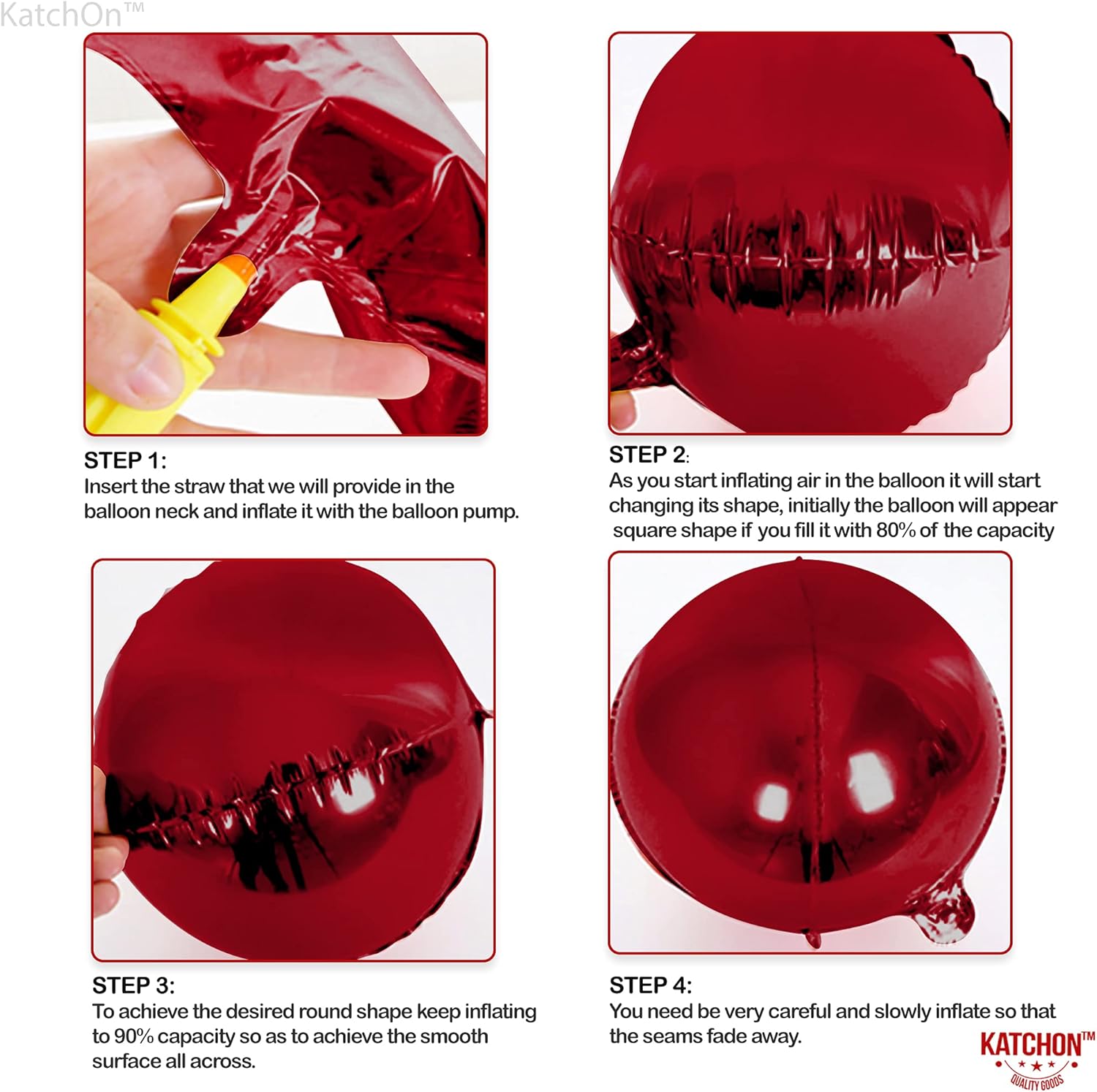 KatchOn, Globos rojos grandes de Mylar de 22 pulgadas, paquete de 6, globos rojos rubí, globos rojos metálicos para decoraciones de cumpleaños
