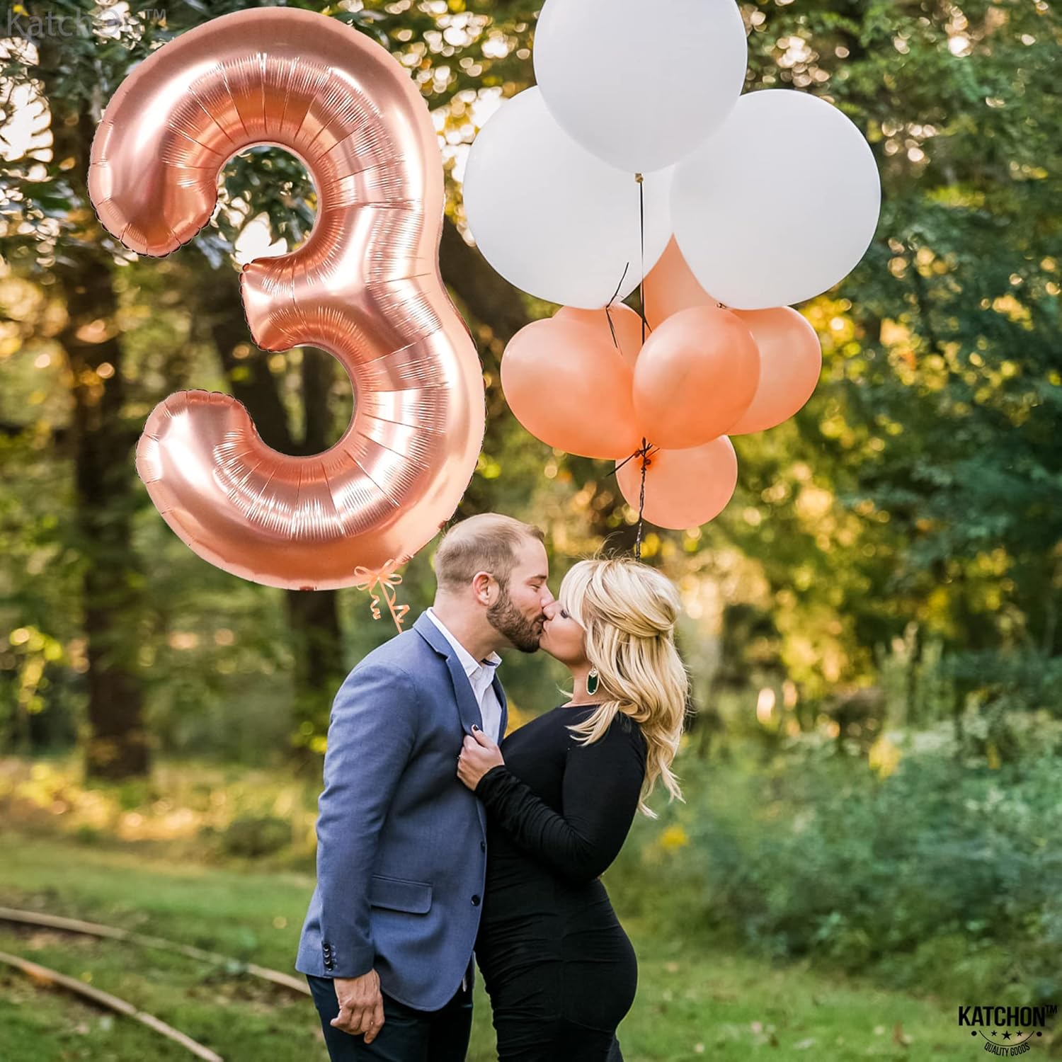 KatchOn, Globo de oro rosa con el número 3 de 50 pulgadas, globos de oro rosa con el número 3, decoraciones de tercer cumpleaños para niñas, globos