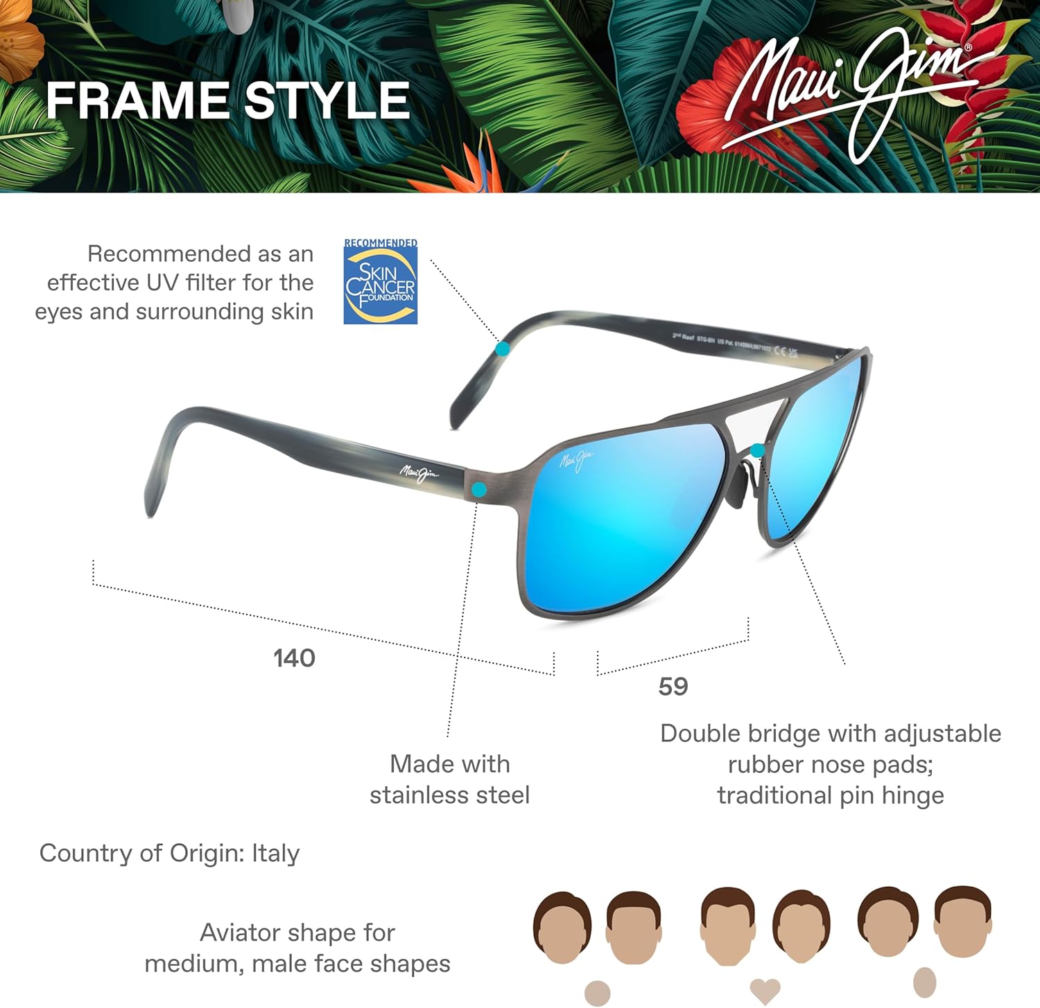 Maui Jim Gafas de sol cuadradas 2nd Reef