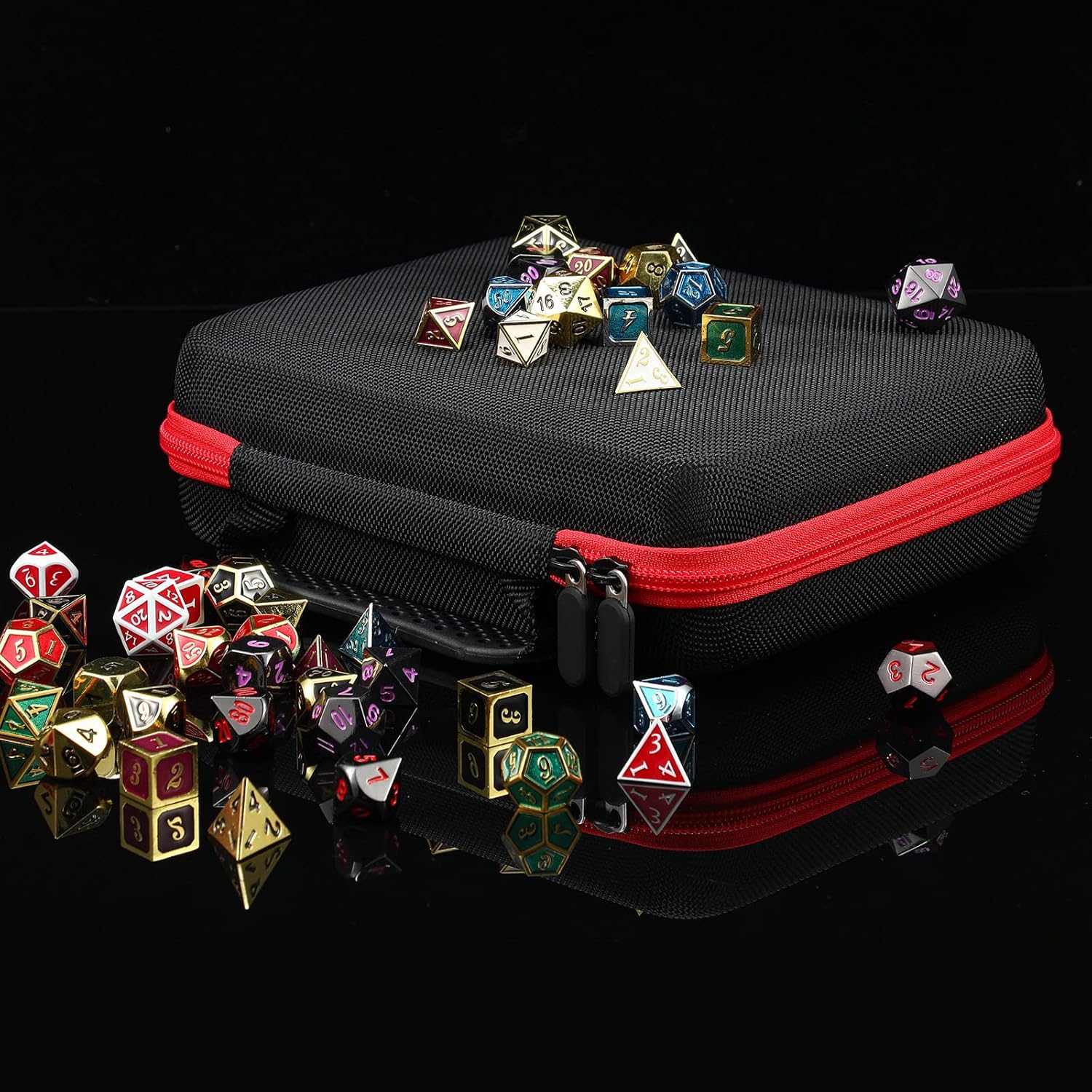 Estuche para dados con bandeja ranurada extraíble para almacenamiento de dados, compatible con juegos de rol DND y otros juegos de mesa, con