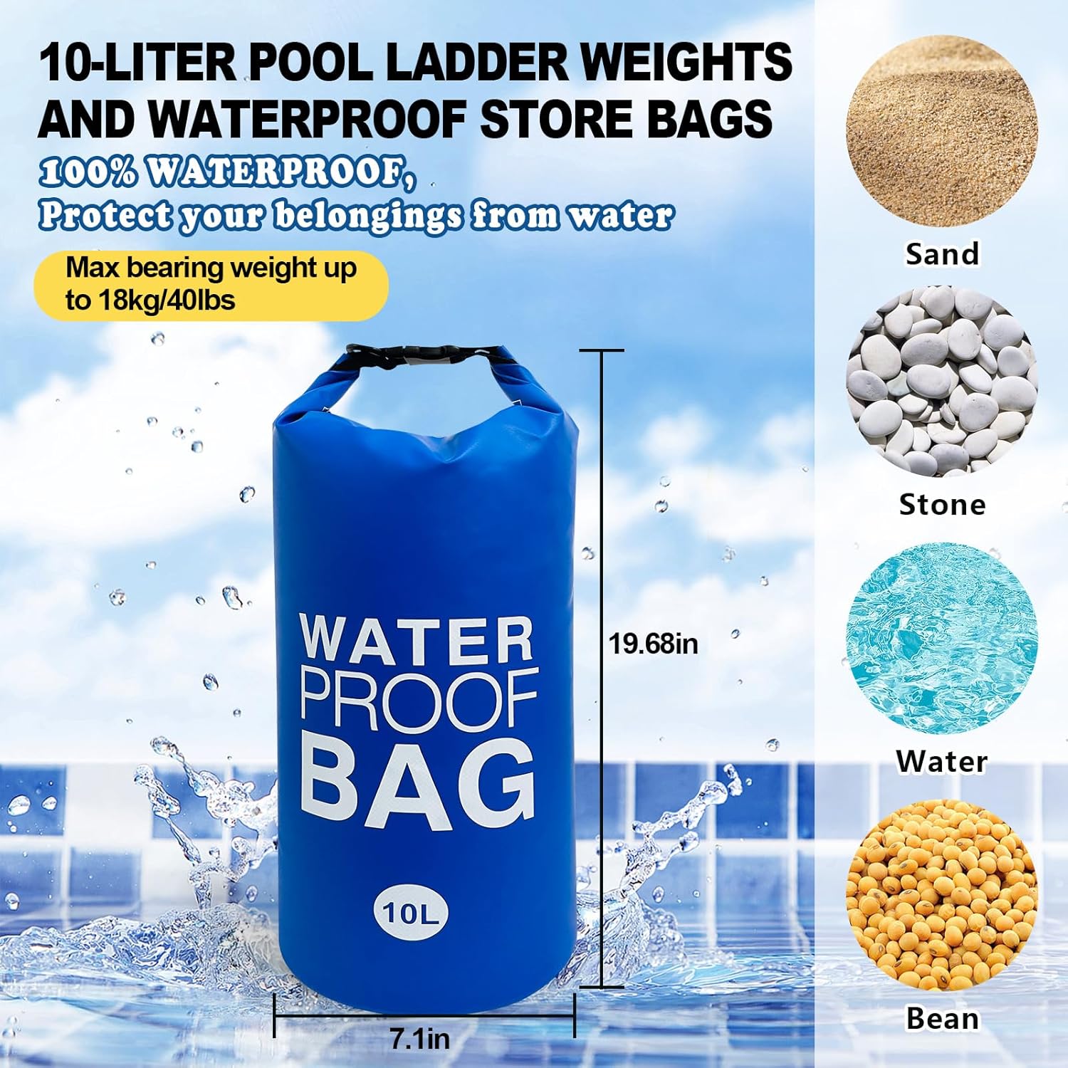 Pesas para escalones de piscina, pesas de piscina para escaleras, pesas impermeables para escaleras de piscina sobre el suelo con nailon y mango de