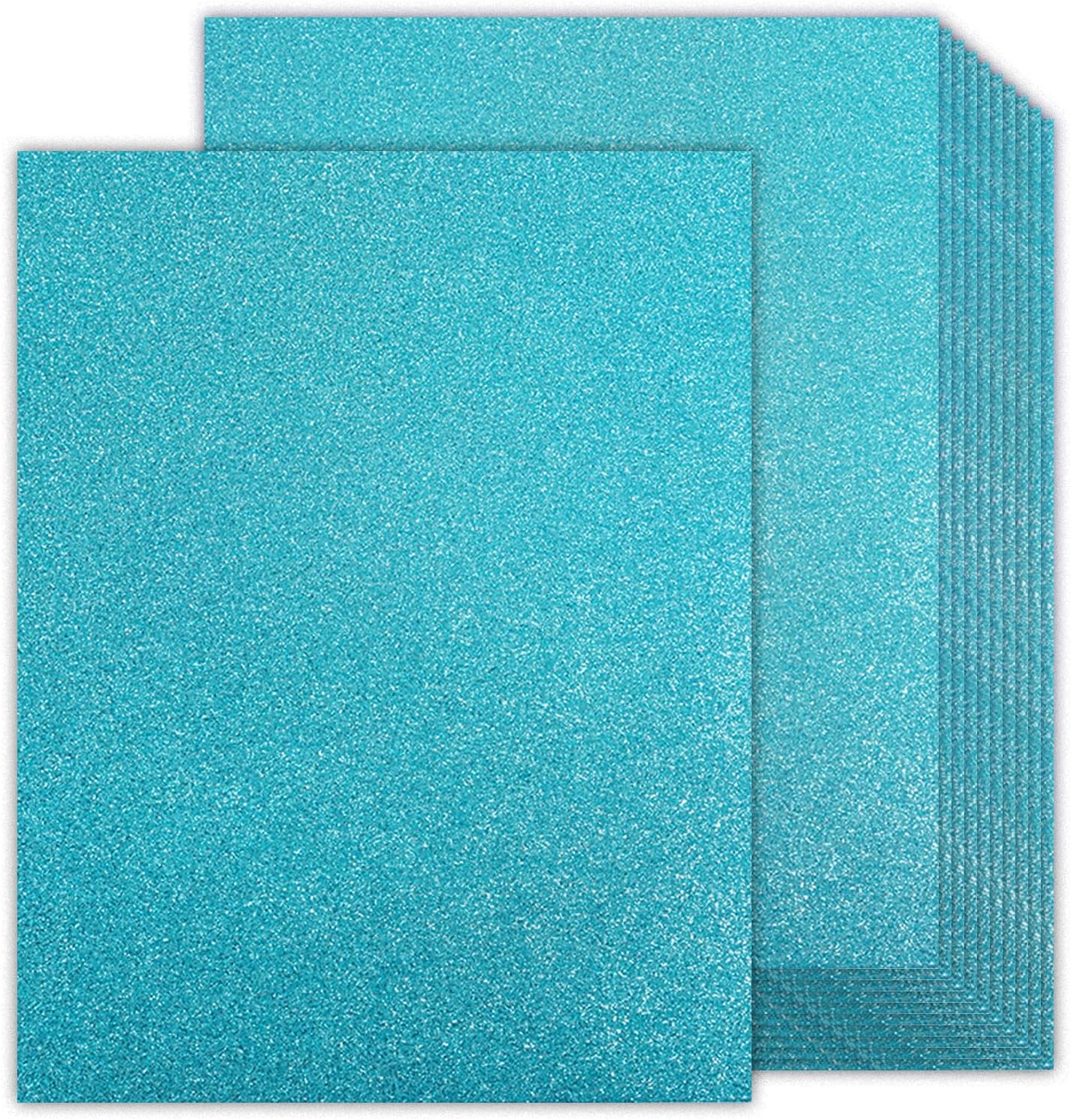 Goefun – Cartulina azul con purpurina de 8.5 x 11 pulgadas, 24 hojas de doble cara, papel azul claro con purpurina que no se desprende de 10.58