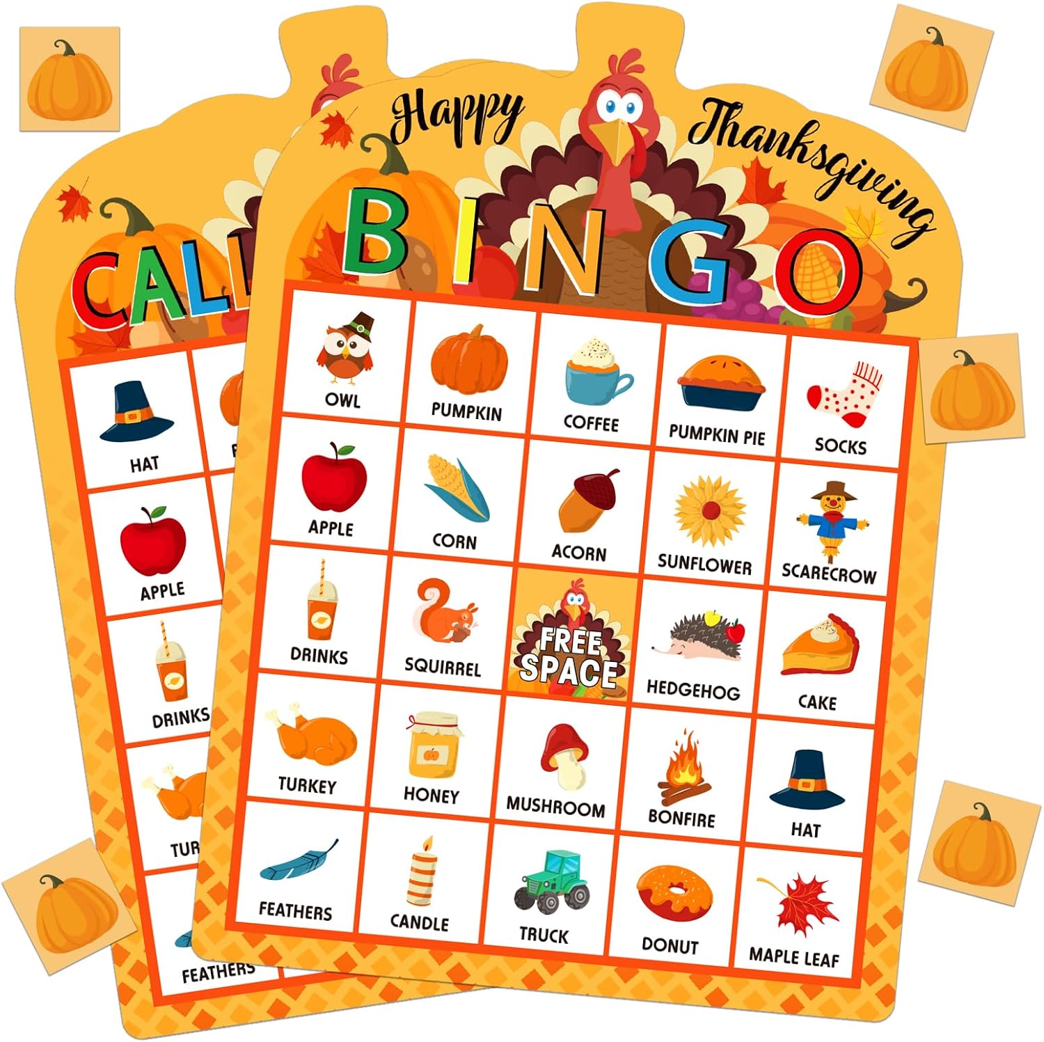 PETCEE Juego de bingo de Acción de Gracias para niños y adultos, 26 jugadores, tarjetas de bingo de Acción de Gracias, juego de bingo de otoño para