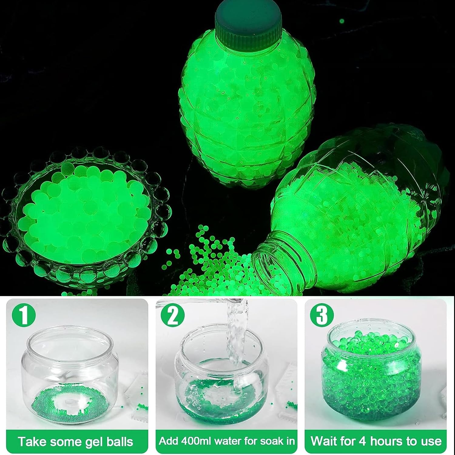 Anstoy Piezas de accesorios para lanzador de bolas de gel, incluye 20000 unidades de munición de bolas de gel coloridas, 20000 bolas de gel