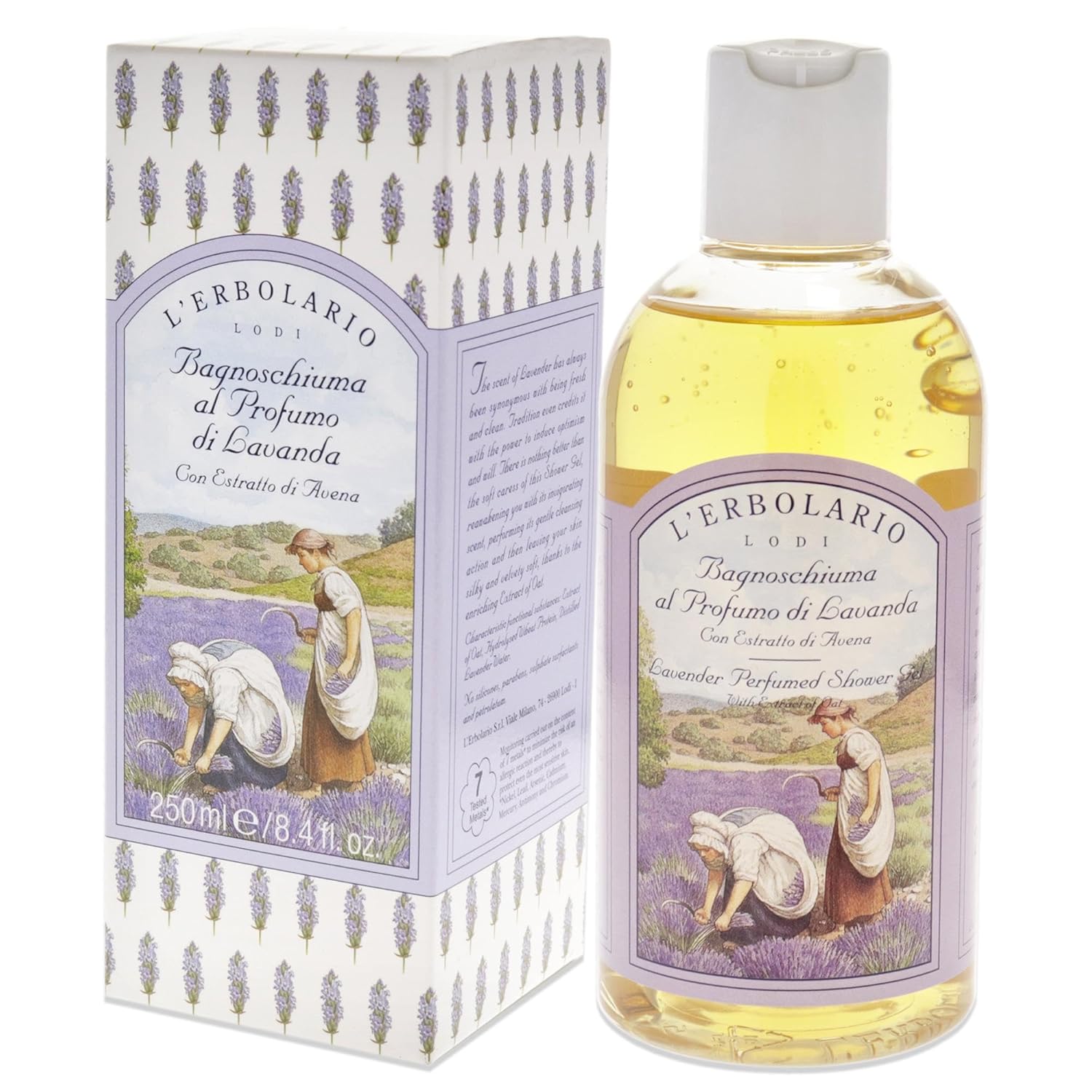 L’Erbolario – Gel de ducha perfumado de lavanda – Infundido con extracto de avena – Caricia suave para un baño relajante – Deja la piel sedosa y
