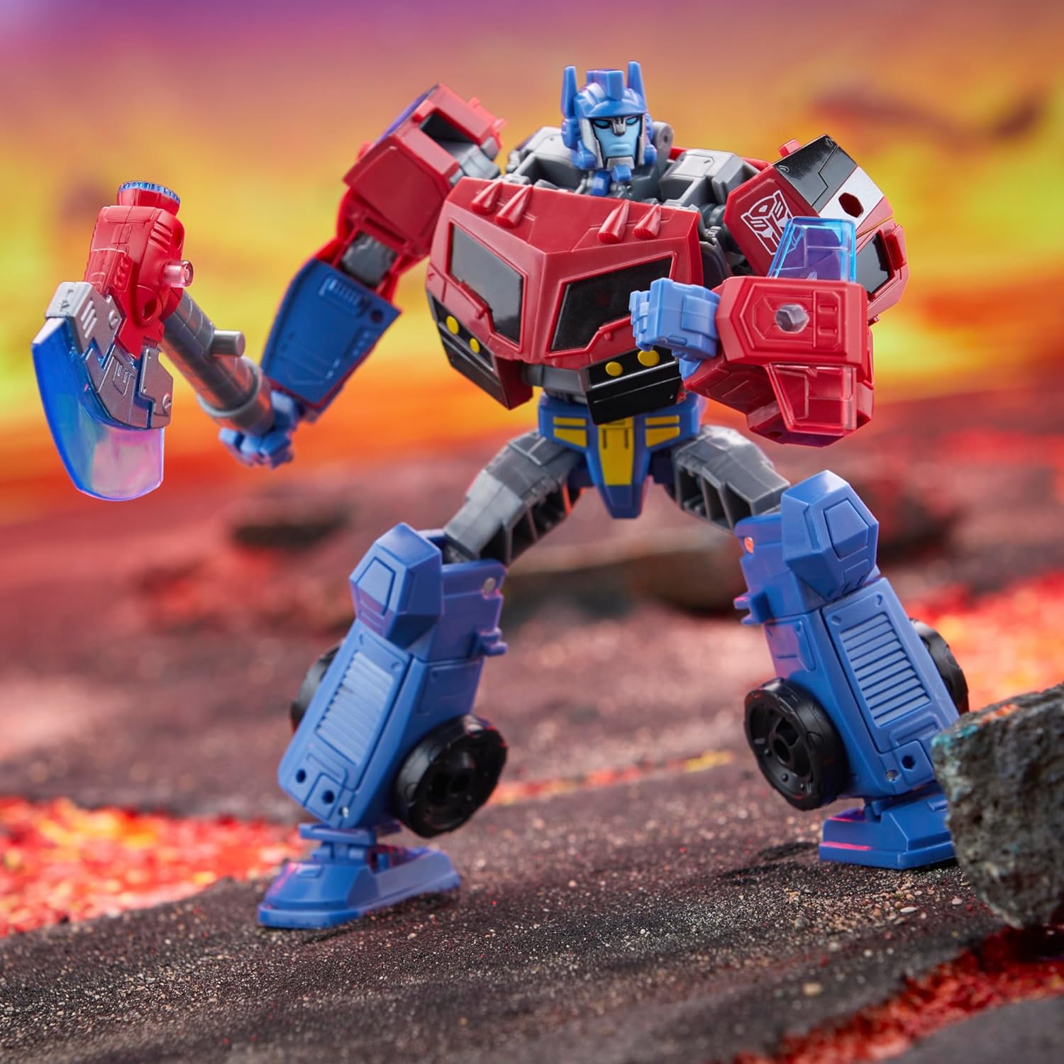 Transformers Legacy United Voyager Class Animated Universe Optimus Prime, figura de acción de conversión de 7 pulgadas, 8+