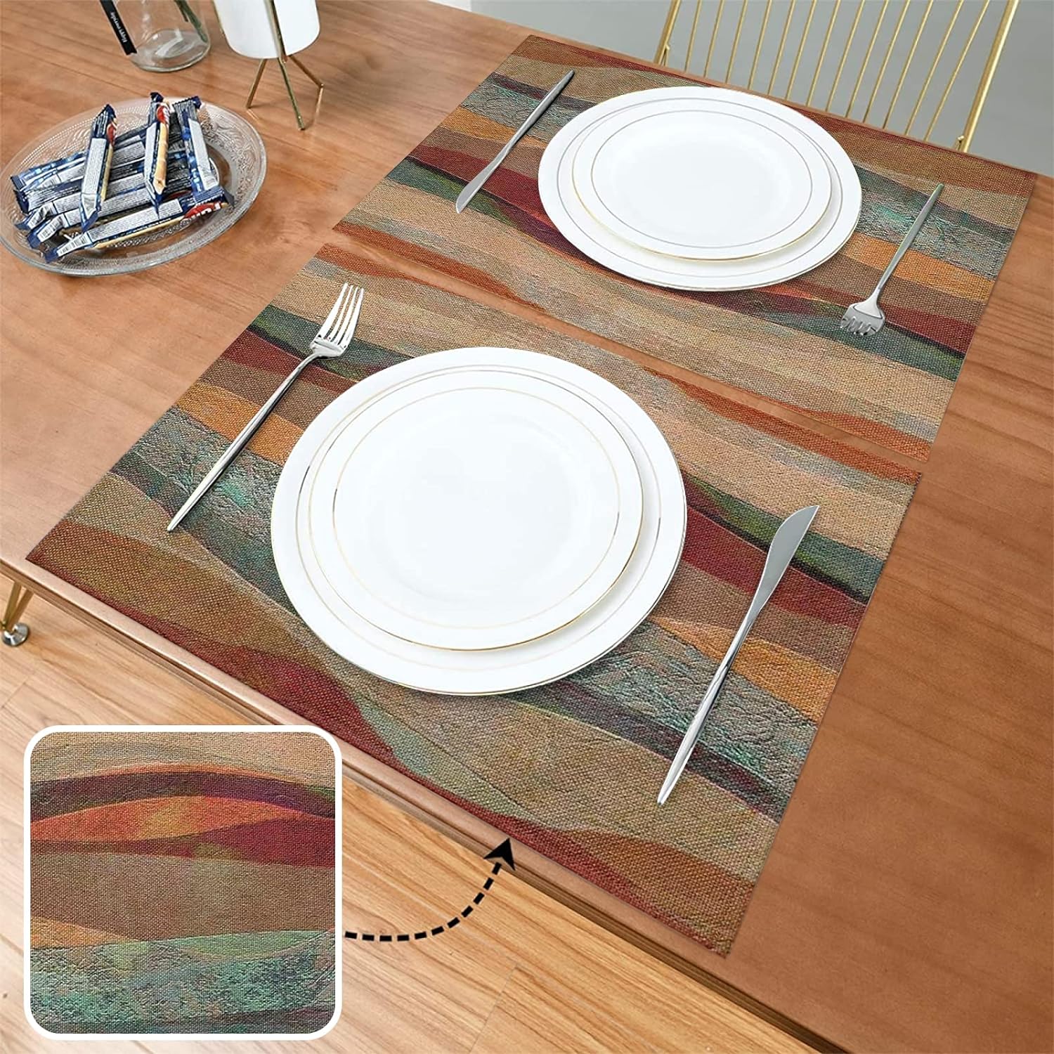 Juego de 4 manteles individuales, diseño de travertino del suroeste de Arizona, arenisca, antideslizantes, resistentes al calor, manteles