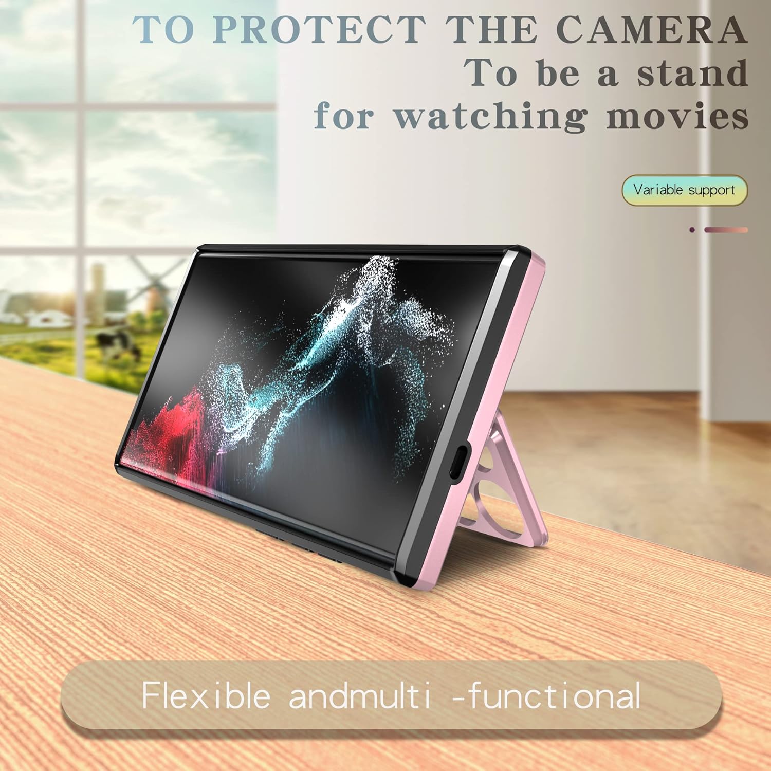 Asuwish Funda de teléfono para Samsung Galaxy S22 Ultra 5G con protector de pantalla de vidrio templado y soporte delgado, accesorios móviles