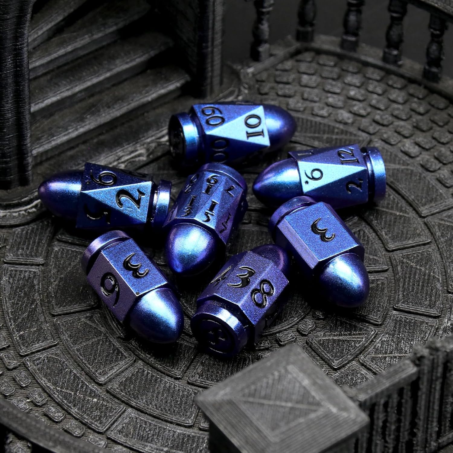 Dados DND de bala para Calabozos y Dragones, juego de dados de metal D&D único y genial Cyberpunk dados poliédricos D y D para juegos de rol, Sci-Fi