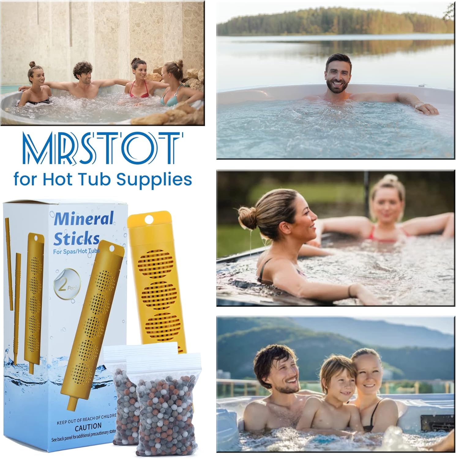 Natuer – Barra mineral para bañera de hidromasaje, barra mineral para bañera de hidromasaje, 2 varillas para productos químicos de bañera de