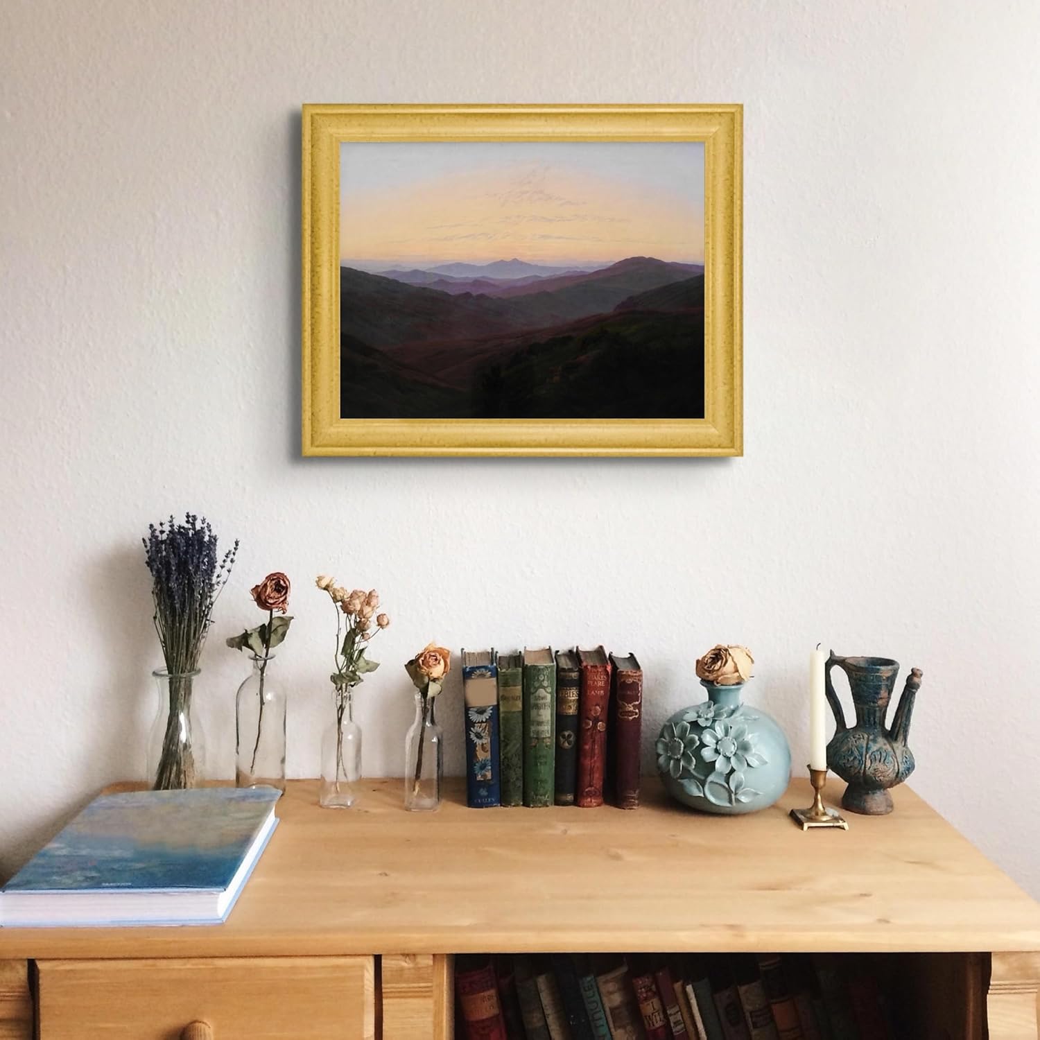 Riesengebirge de Caspar David Friedrich – Póster enmarcado para decoración de pared, pintura de obras de arte finas, pósteres e imágenes,
