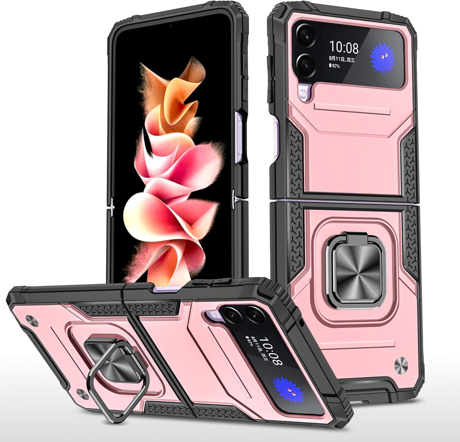 AYMECL Funda para Z Flip 3, Samsung Galaxy Z Flip 3, grado militar, doble a prueba de golpes, con función atril, funda protectora para Samsung Z