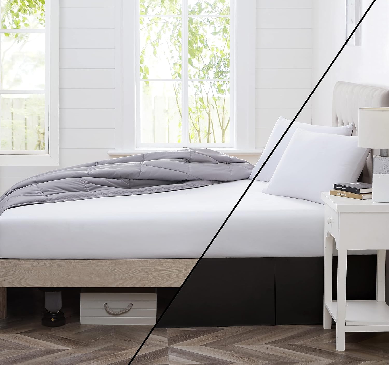 Southshore Fine Linens VILANO Springs faldón para cama plisada, 15 pulgadas