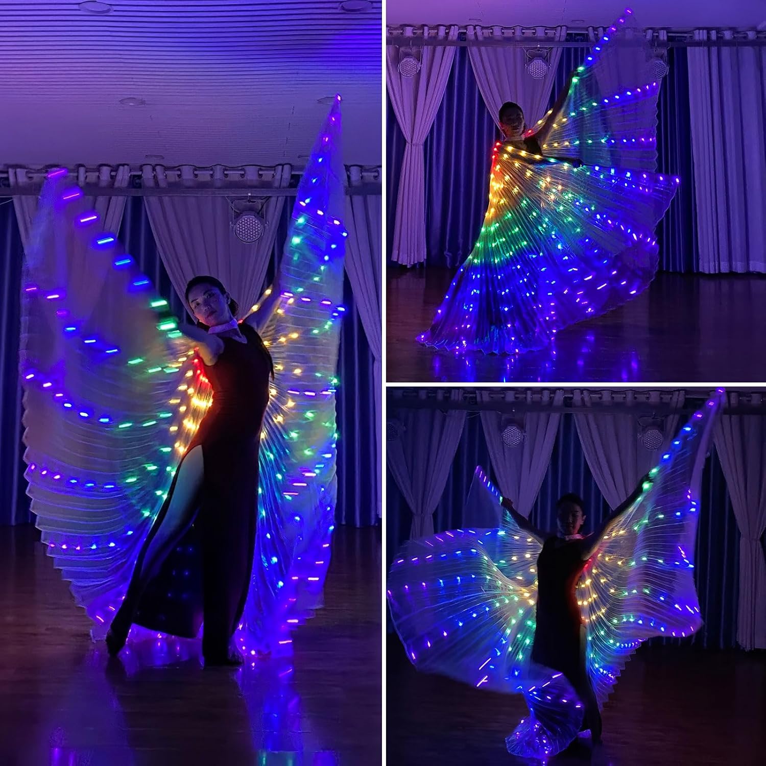 Alas de hadas LED iluminadas para niños y adultos, alas de mariposa multicolor brillantes para fiestas y eventos encantadores (40 pulgadas para