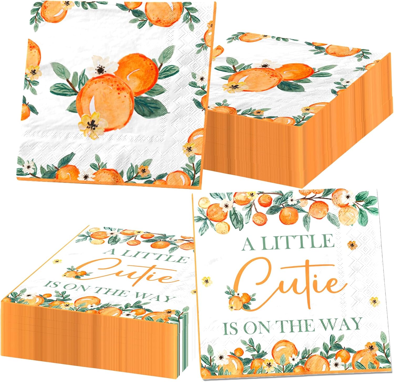 Little Cutie – Decoraciones para baby shower, 40 unidades, suministros de servilletas con temática de frutas, servilletas de papel para decoración