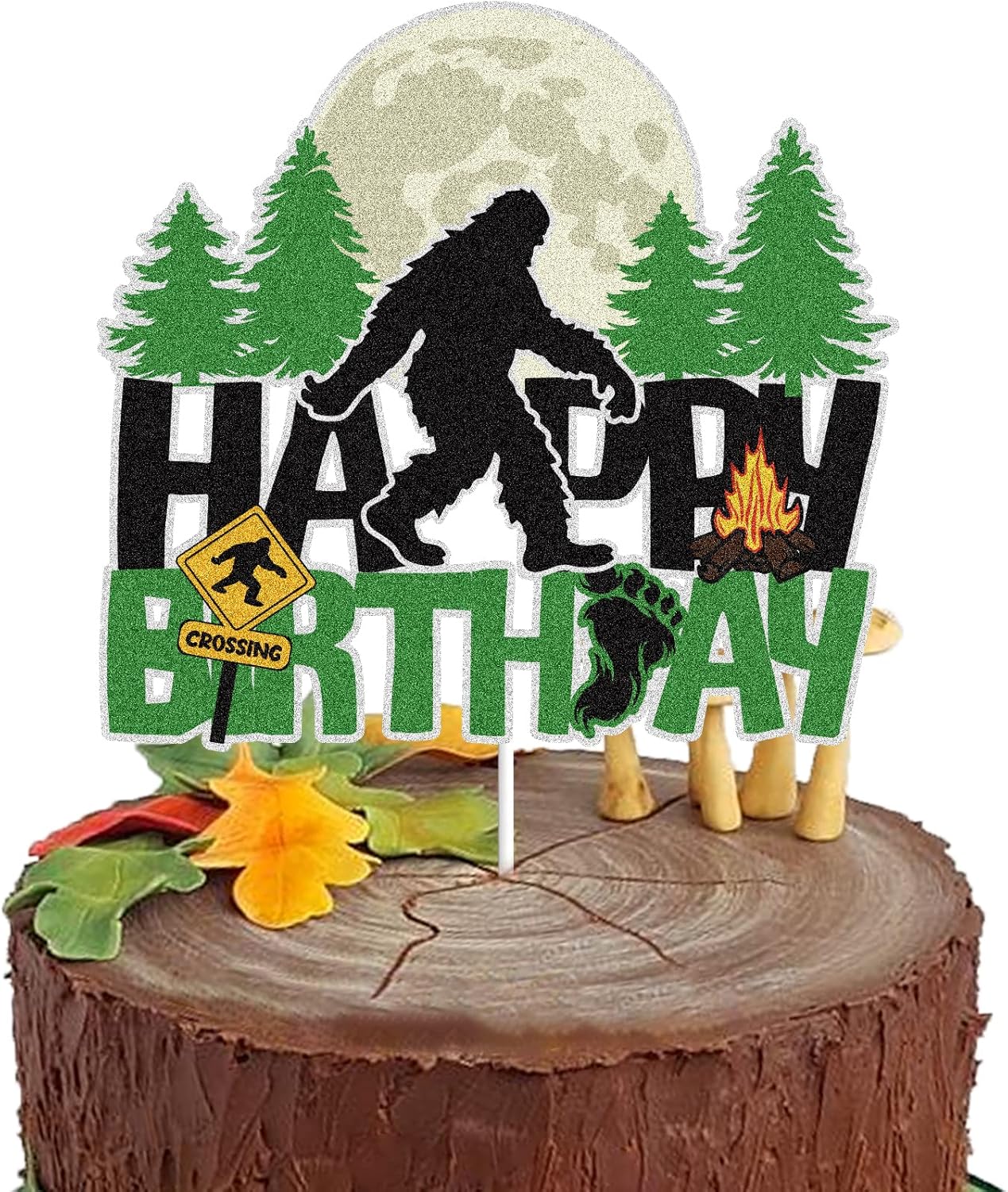 Bigfoot – Decoración para pastel de cumpleaños con temática de Pie grande, decoración de tartas de bosque de selva y selva, suministros de