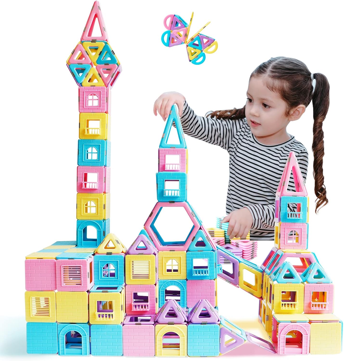 MAGBLOCK Bloques de construcción de azulejos magnéticos, regalo para niñas y niños de 3 a 8 años, juguetes educativos para niños y niñas