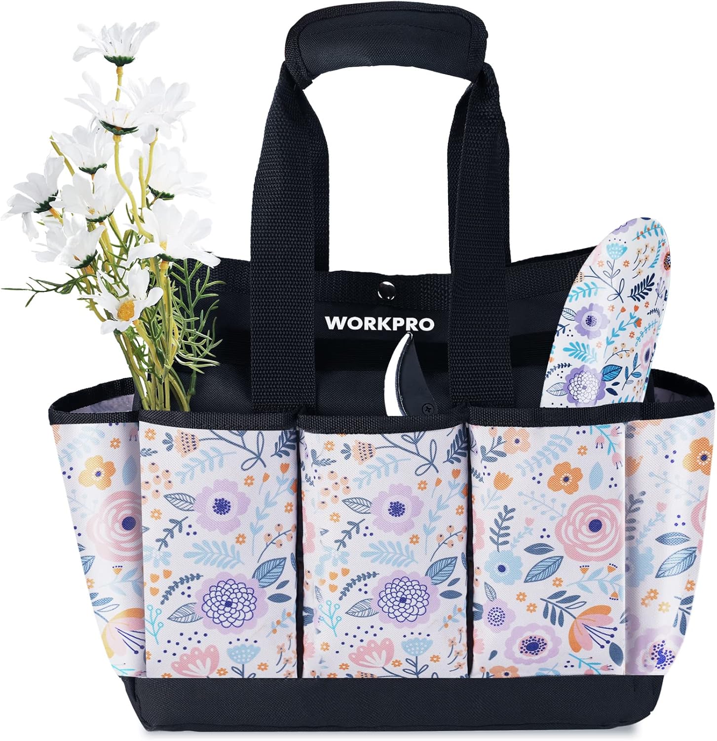 WORKPRO Bolsa de herramientas de jardín, 9 bolsillos, bolsa de almacenamiento de herramientas de jardín Oxford resistente, soporte para kit de
