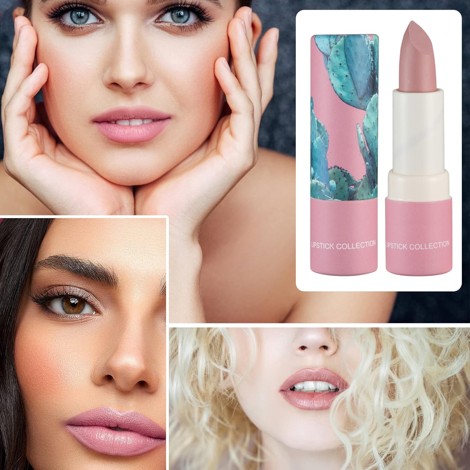 Fusang Juego de 3 lápices labiales mate color nude, lápiz labial mate de larga duración para mujeres, juego de brillo labial nutritivo para mujeres,