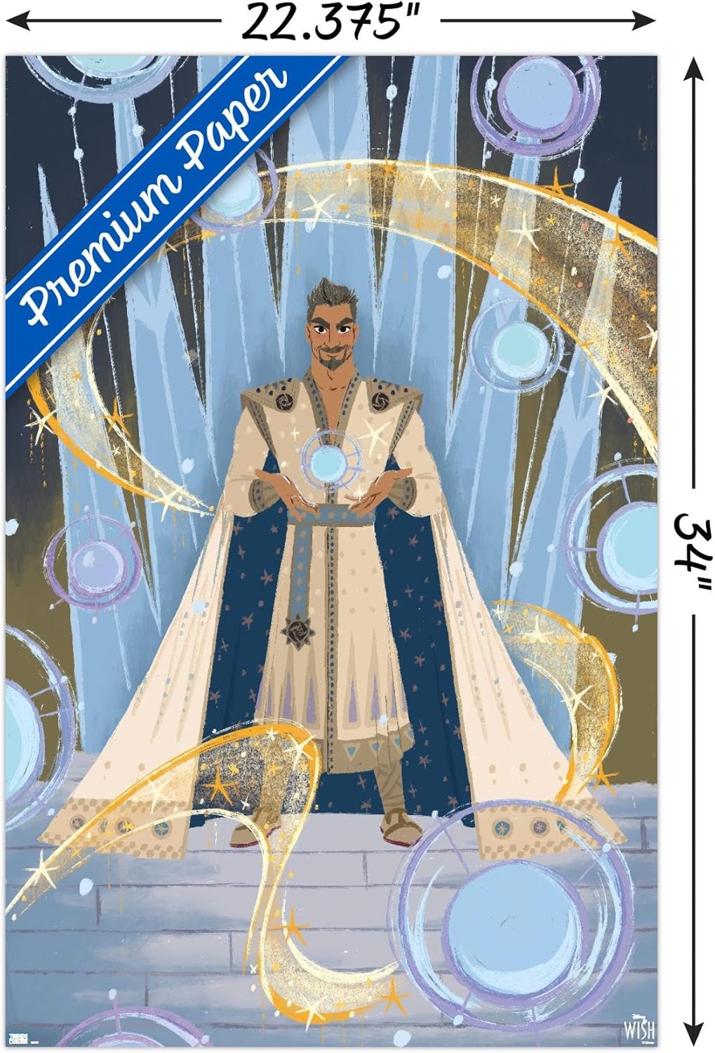 Trends International Disney Wish – Póster de collage 4 (King Magnifico), póster de pared, 22.37 x 34.00 pulgadas, paquete de póster y montaje prémium