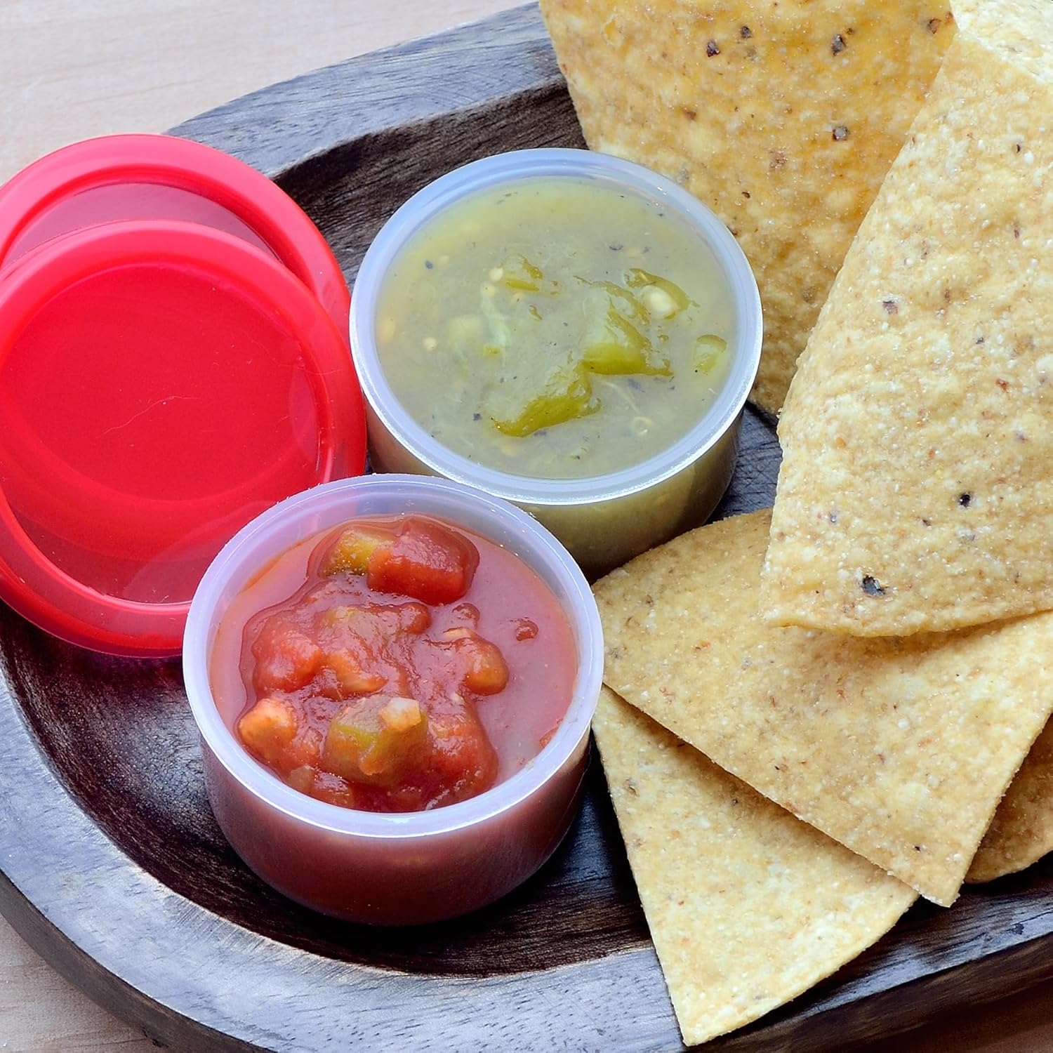 Youngever Paquete de 3 recipientes de plástico para condimentos, recipientes de salsa con tapa, recipiente de plástico para aderezo para ensaladas