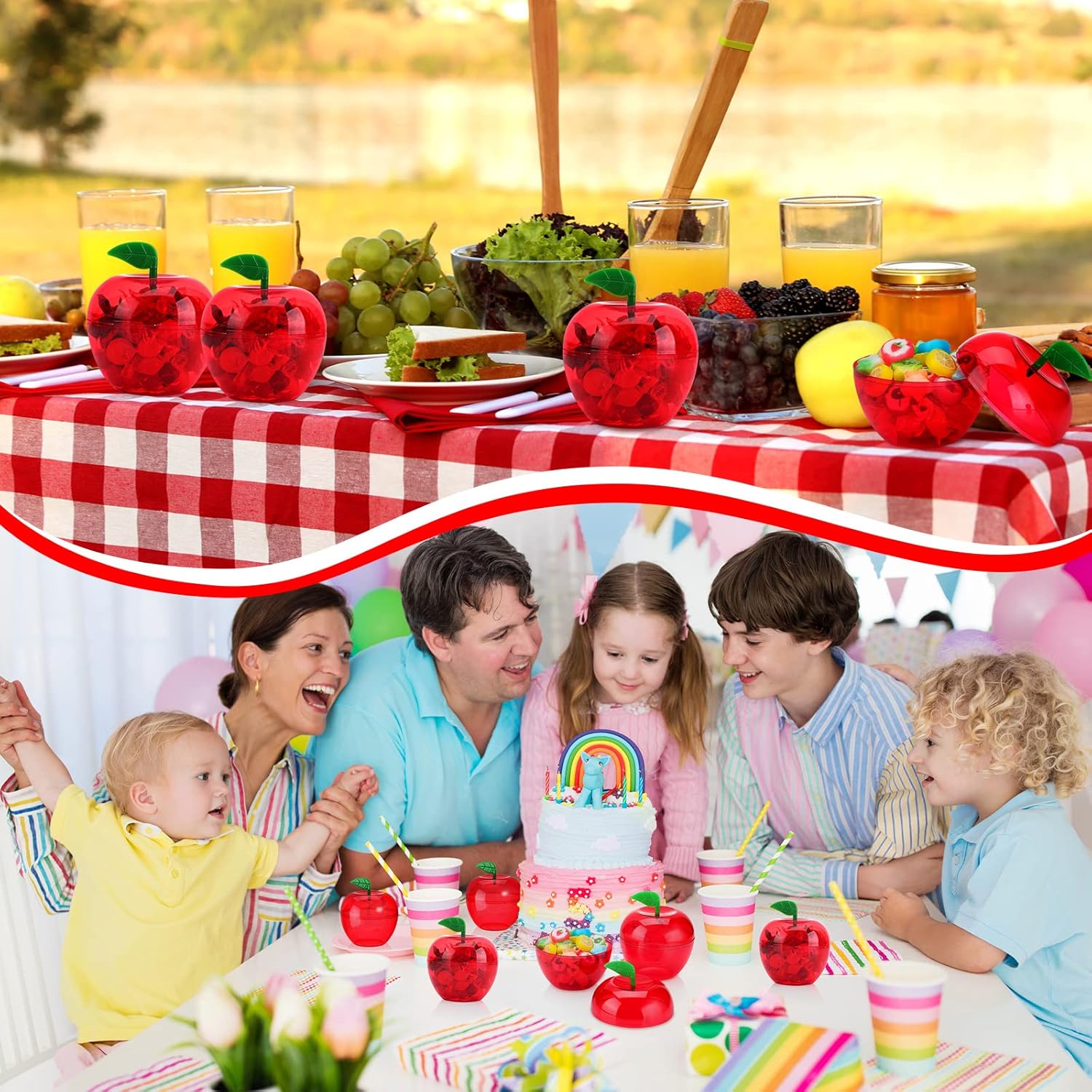 Tanlade Recipiente de plástico para manzana, contenedor de San Valentín, regalos para profesores, soporte para dulces de regreso a clases, fiesta de