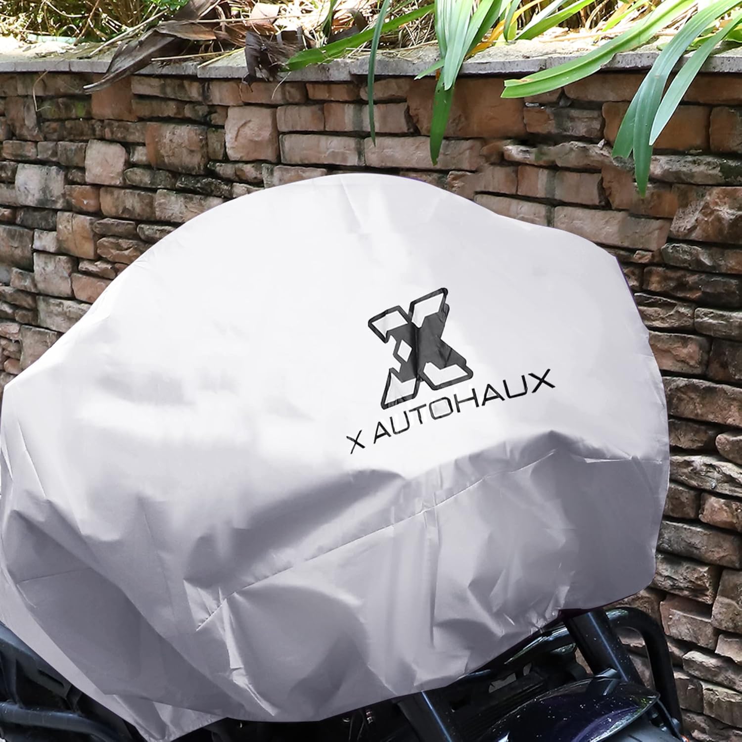 X AUTOHAUX Funda para motocicleta, ligera, media cubierta, impermeable, para exteriores, lluvia, polvo, color plateado, tamaño XL, para la mayoría