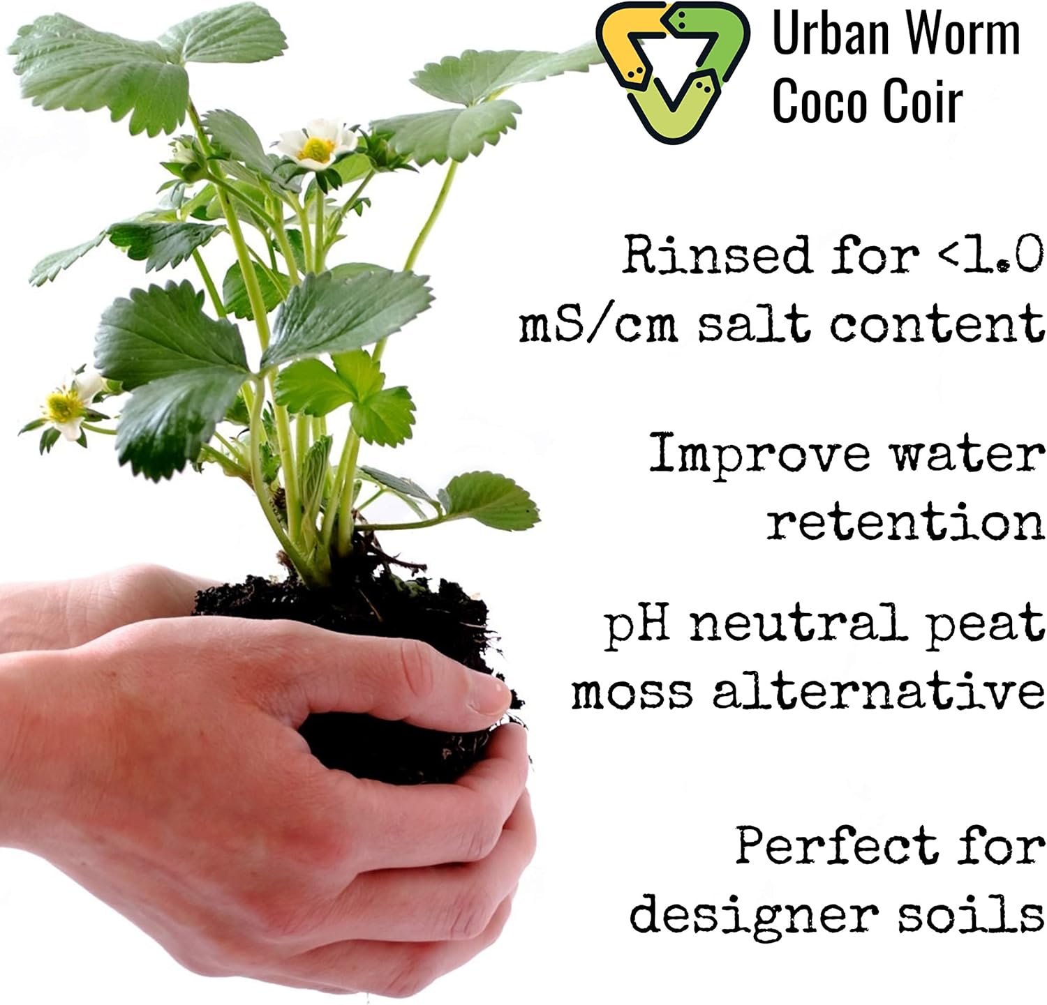 Urban Worm Coco Coir – Acondicionador de tierra y lecho para lombrices, con pH neutro y enjuagado para reducir la sal