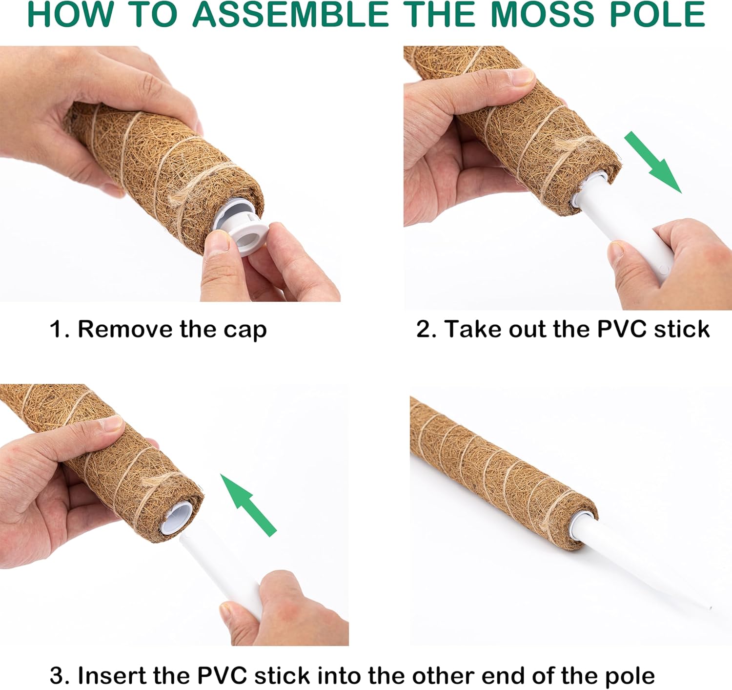 Poste de musgo de 63 pulgadas para plantas Monstera, paquete de 4 postes de musgo de 19.9 pulgadas para plantas trepadoras, estacas para plantas de