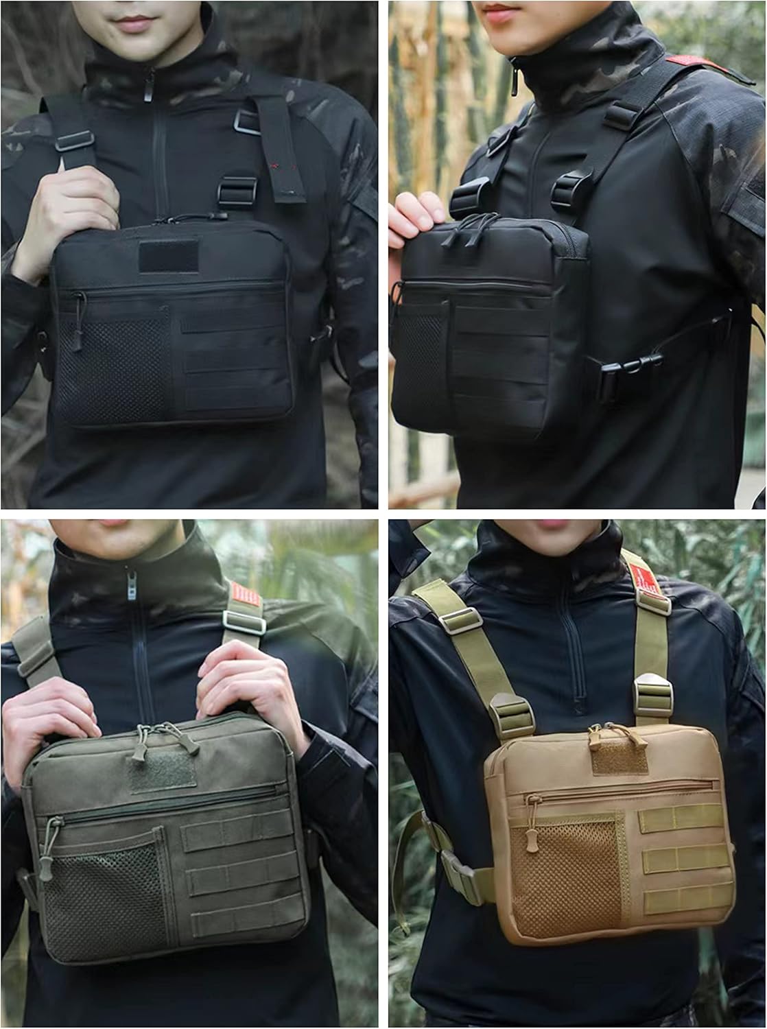 Ousawig Bolsa de pecho Radio Arnés de pecho UtilityTactical Molle Chest Rig Bag EDC Bolsa de pecho Holster Bolsa de pecho de dos vías Radio Walkie