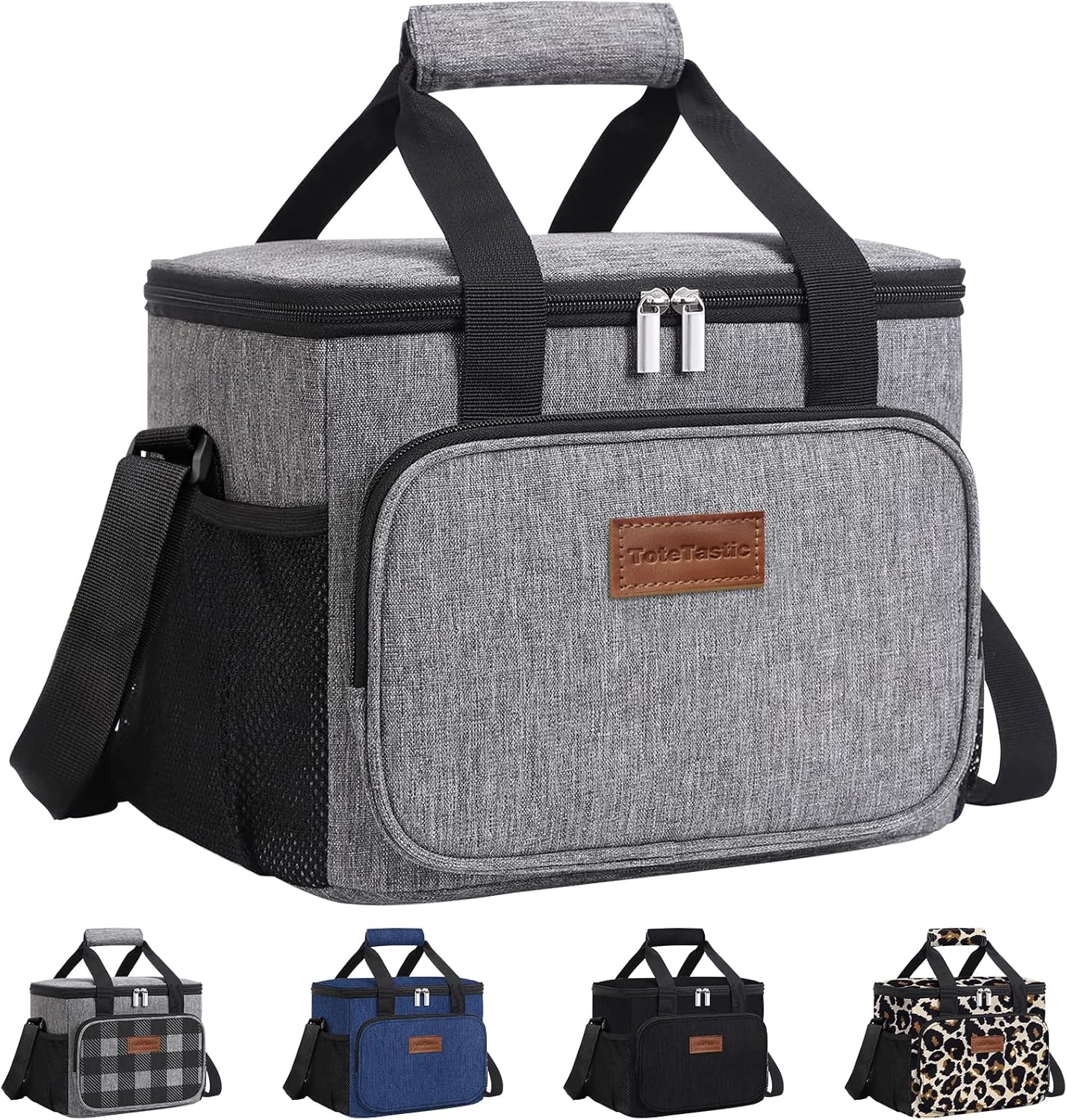 ToteTastic Lonchera reutilizable aislada para mujereshombres, bolsa de almuerzo a prueba de fugas con correa ajustable para el hombro, bolsillo