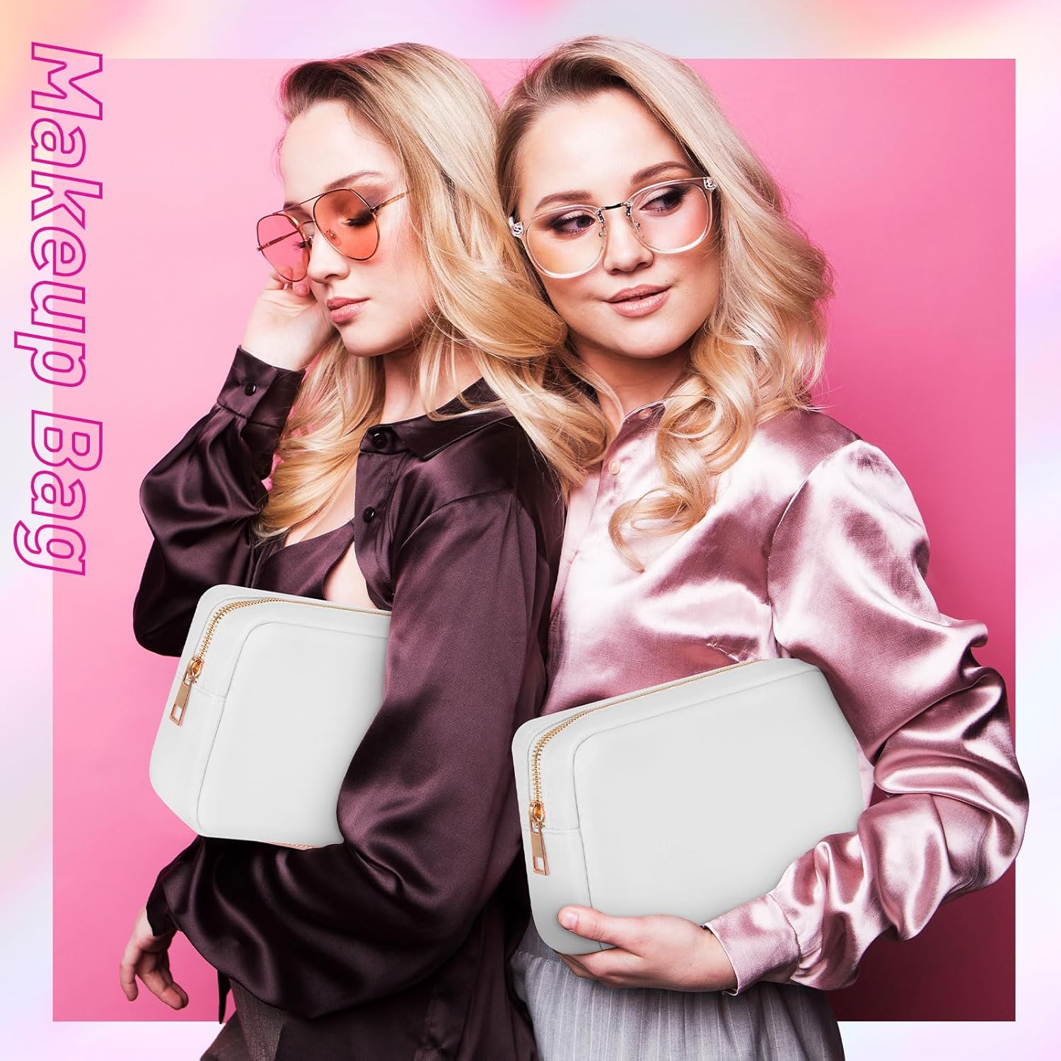 6 bolsas de maquillaje de nailon para viaje, bolsa de nailon con cremallera, bolsa de cosméticos para mujeres, niñas, organizador de maquillaje para