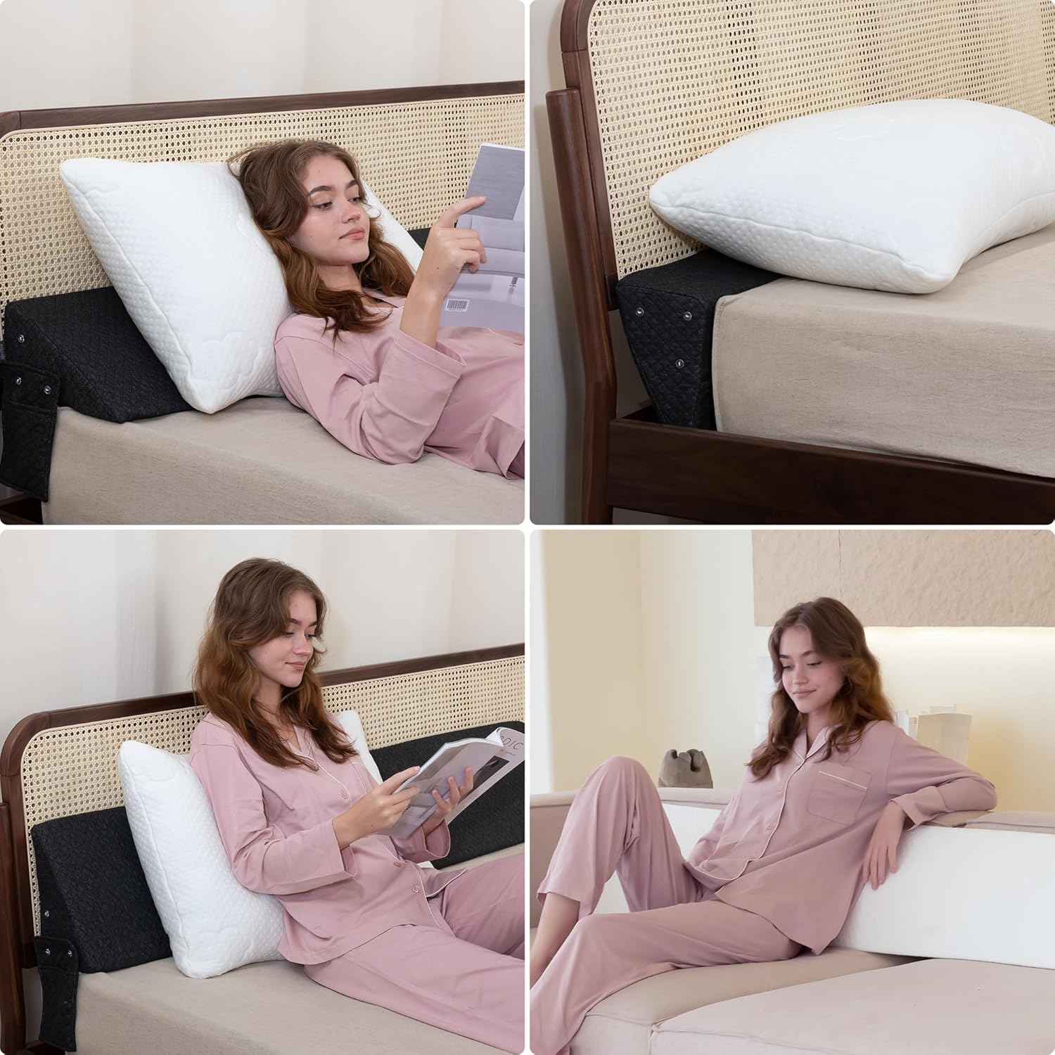 Almohada de cuña de cama, almohada de cabecero, cuña de colchón, cierra el espacio (0-8 pulgadas) entre tu colchón y cabecero, relleno de espacio de