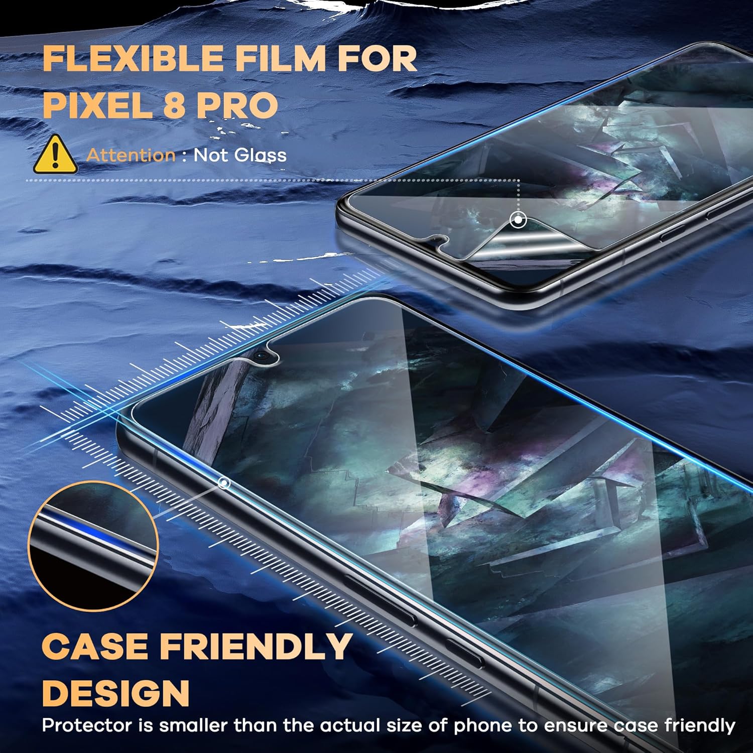 FANGTIAN – Protector de pantalla para Google Pixel 8 Pro (no de vidrio), protector de pantalla para Pixel 8 Pro compatible con huellas dactilares