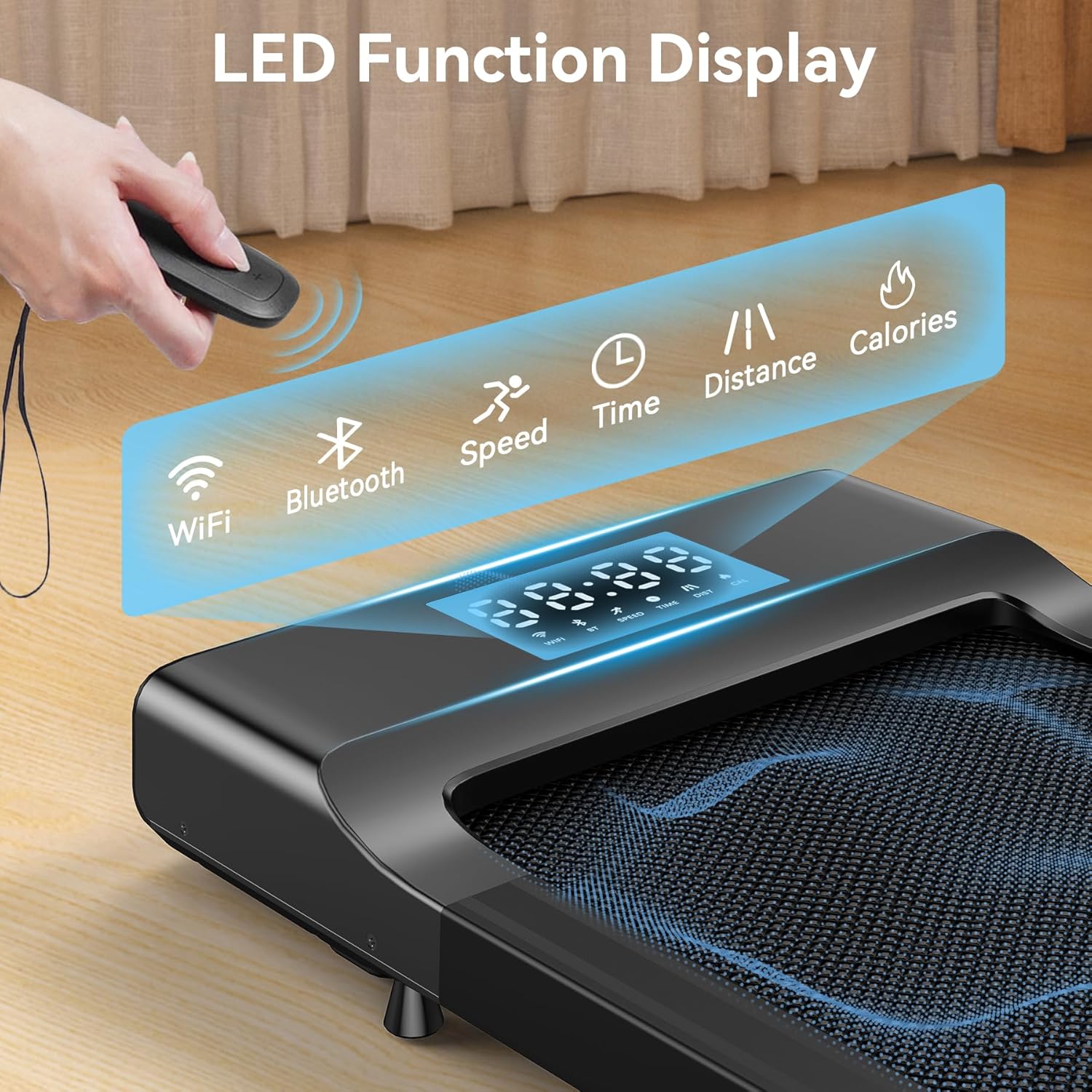 SupeRun Almohadilla inteligente para caminar, caminadora 2 en 1 para debajo del escritorio para el hogar con control remoto o pantalla LED de