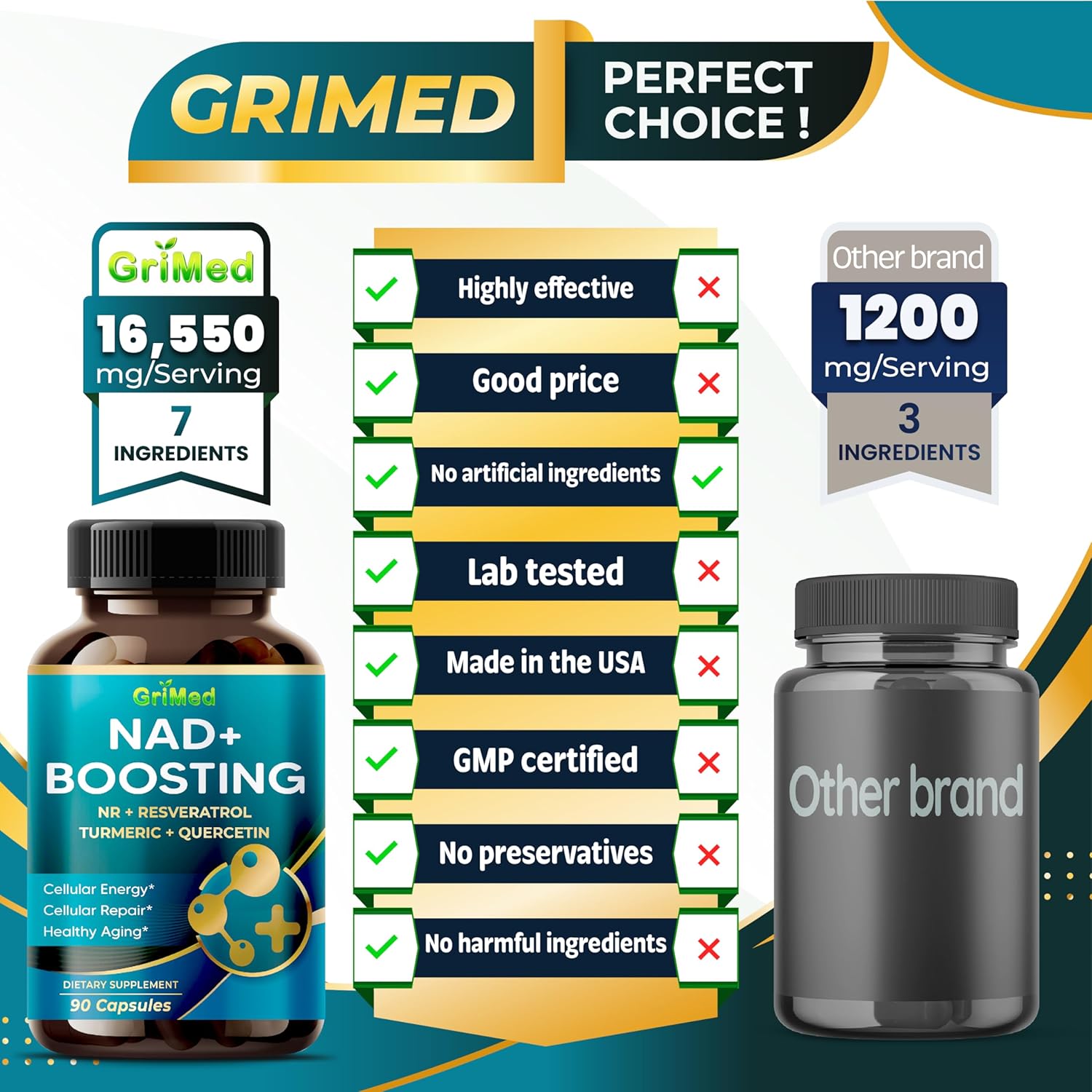 NAD + Potencia de 16,550 mg – x12 con NR + resveratrol cúrcuma + quercetina – Energía celular, reparación celular, envejecimiento saludable –