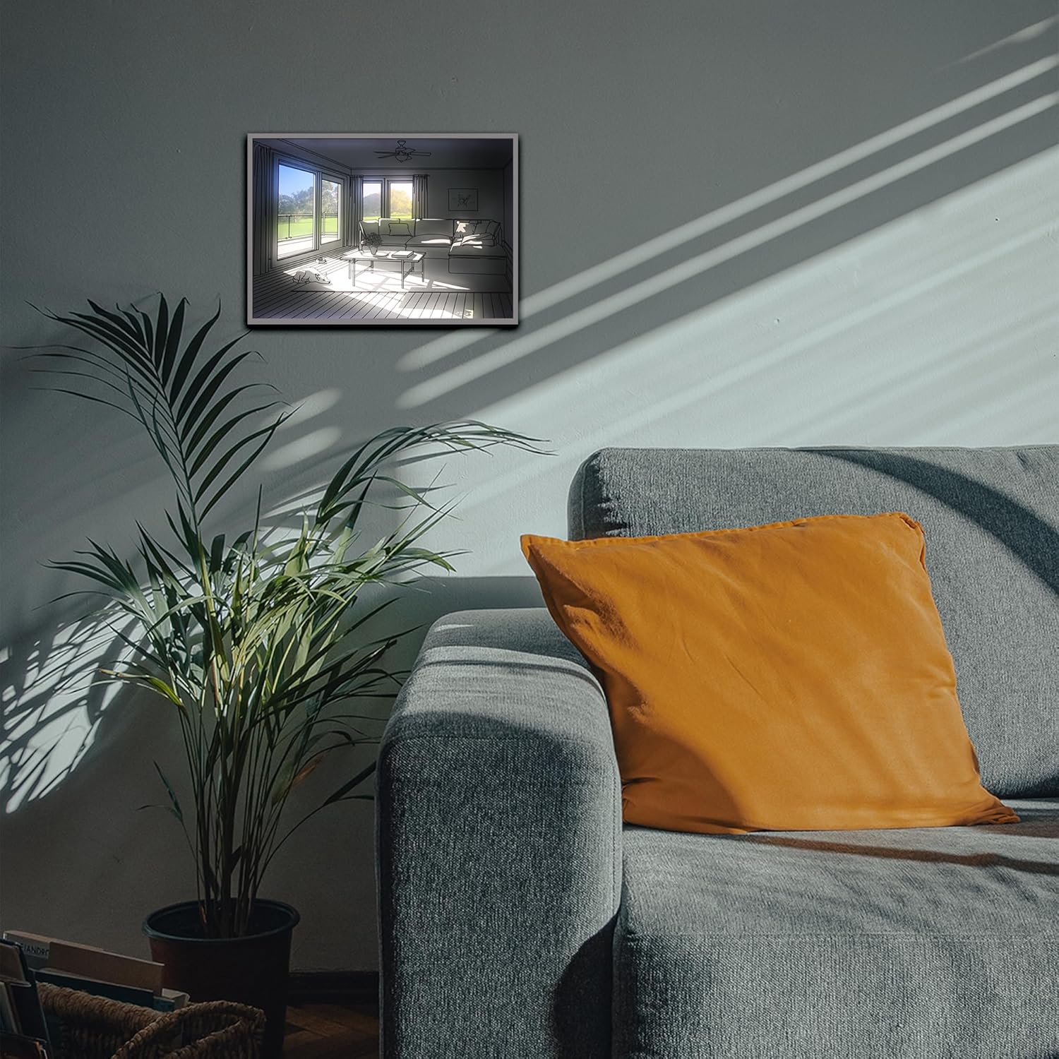 Pintura iluminada con luz, pintura 4D, marco de fotos de arte de pared, luz nocturna, decoración de pared ideal para sala de estar, dormitorio,