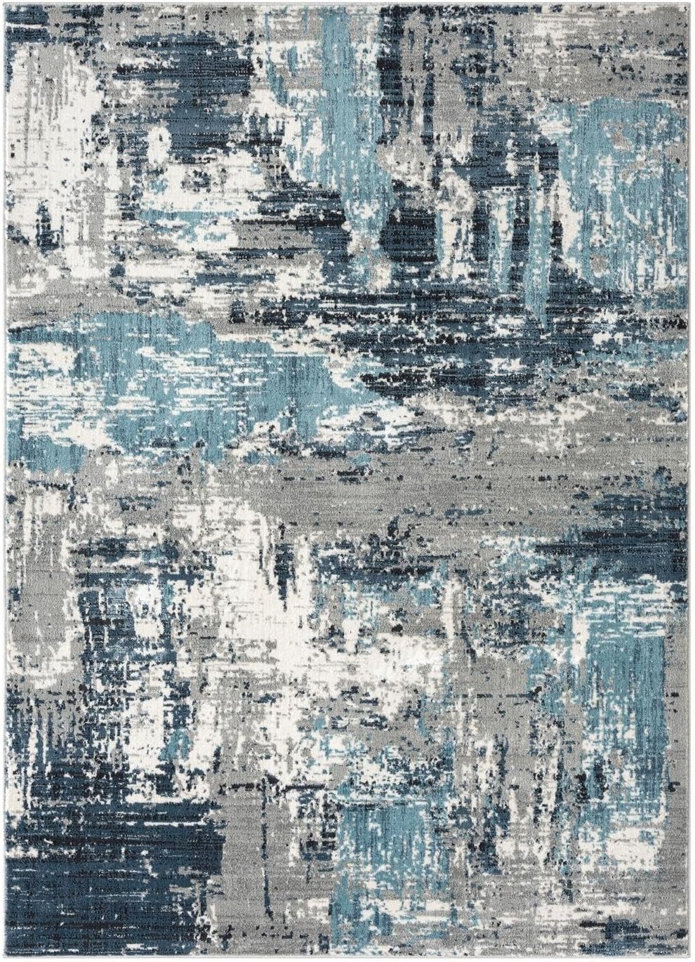 LUXE WEAVERS Alfombra abstracta azul envejecida de 4 x 5
