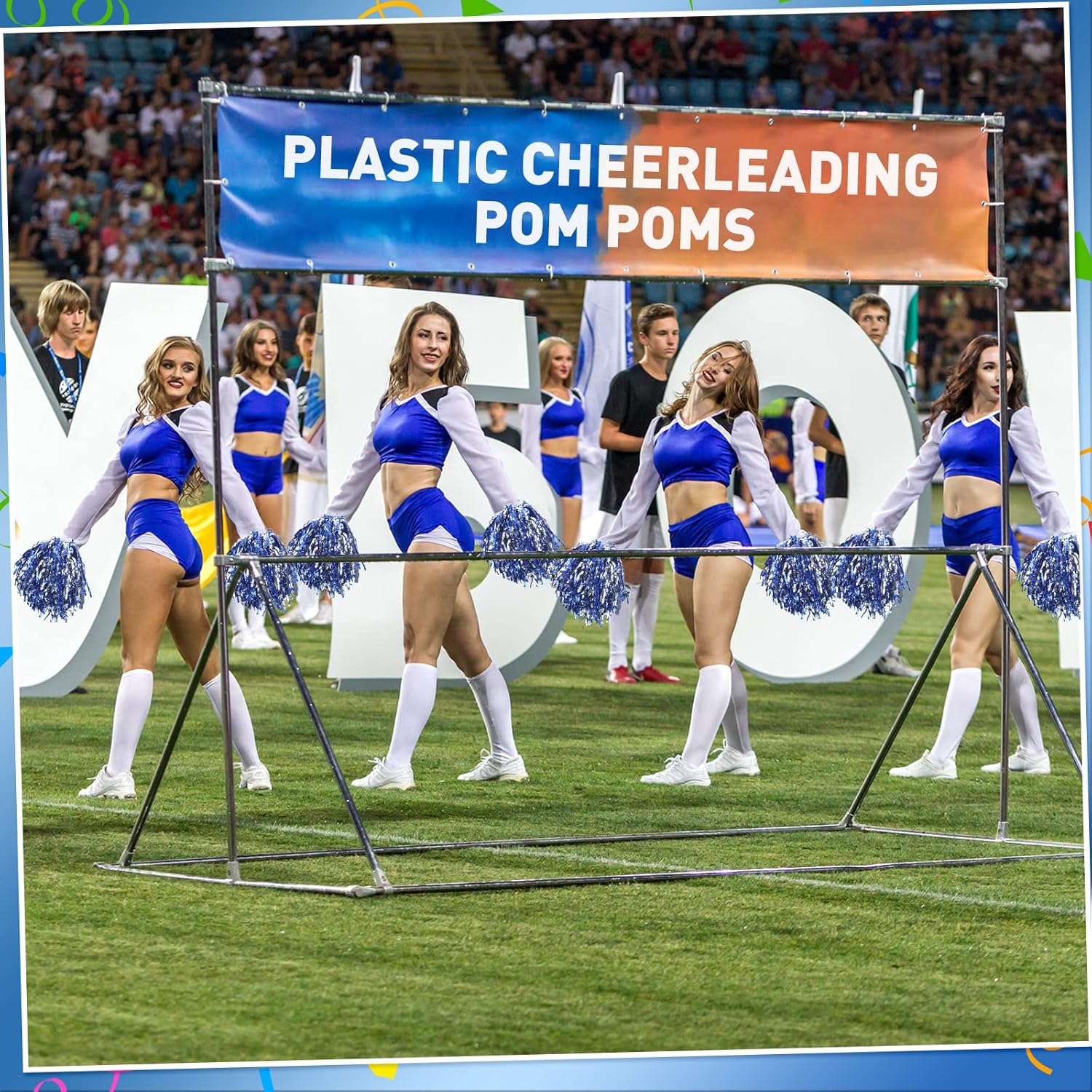 Paquete de 100 pompones de animadora de plástico a granel, pompones de animadora con asa, para niños y adultos, deportes, baile, equipo, animadoras,